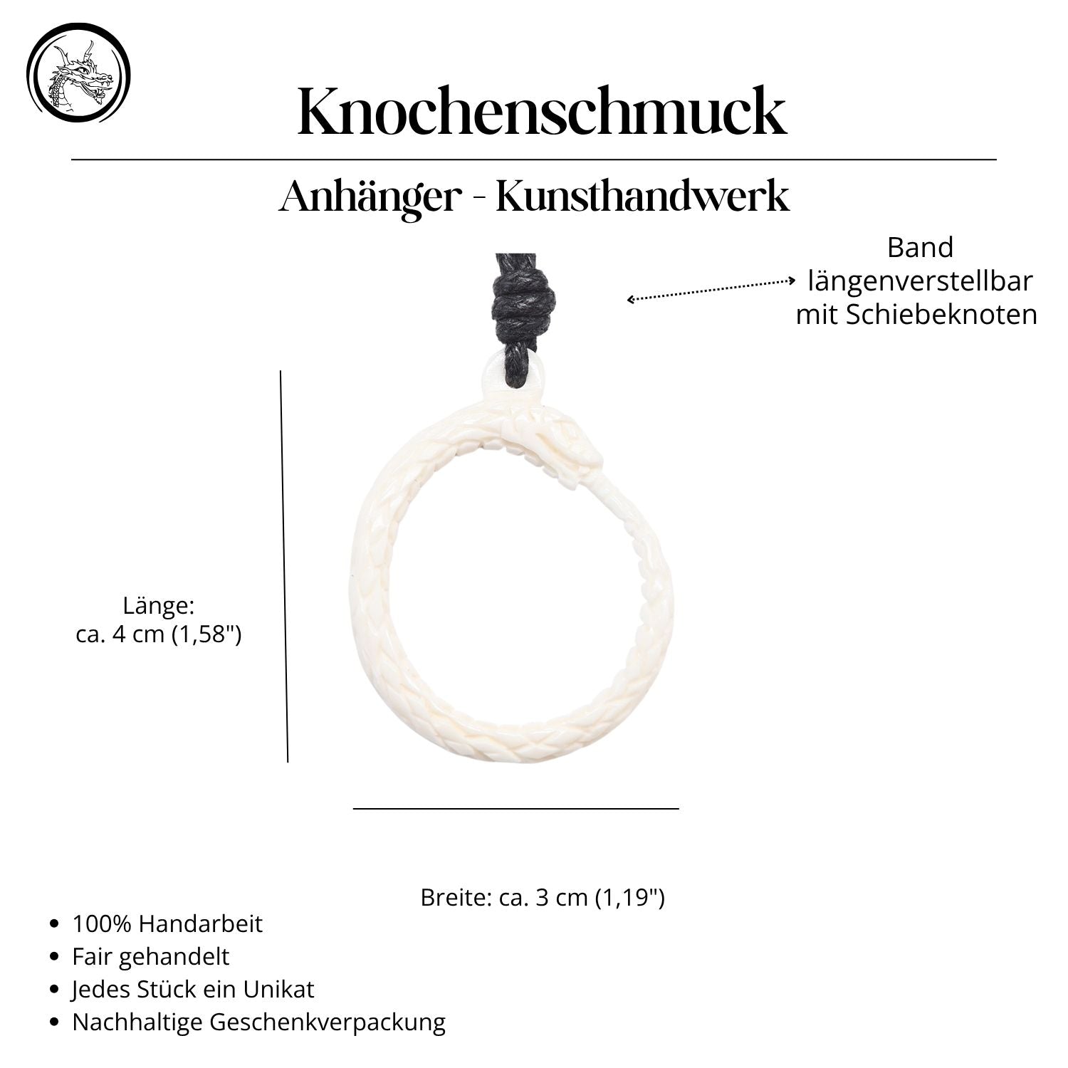 Midgard Snake Bone Jewelry Pendant