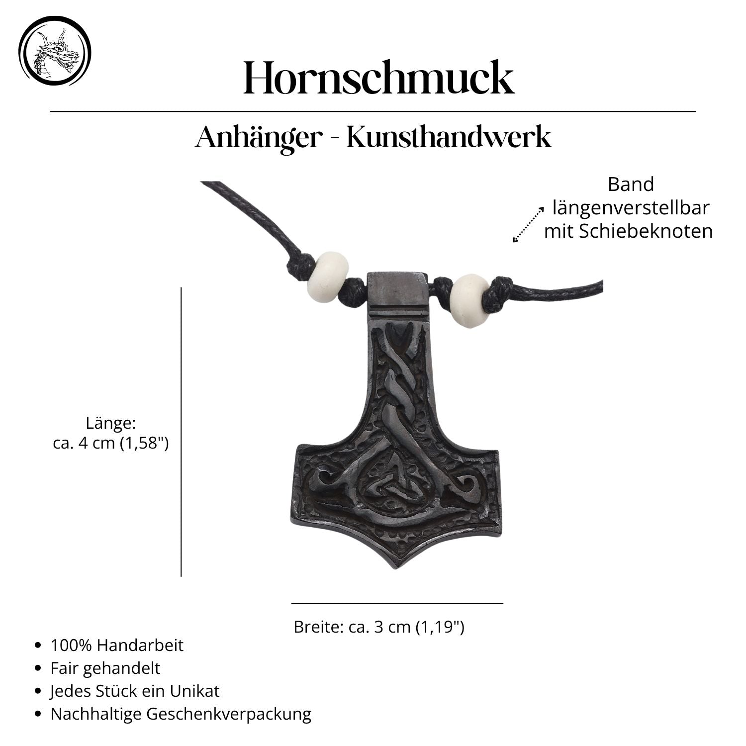 Thorshammer Horn Schmuck Anhänger Halskette