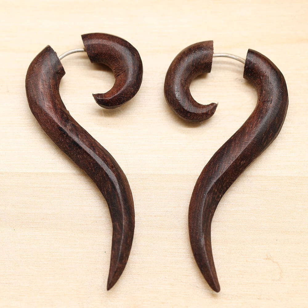 Holzschmuck Ohrring Fake Piercing Haken Holz Ohrschmuck (Paar)
