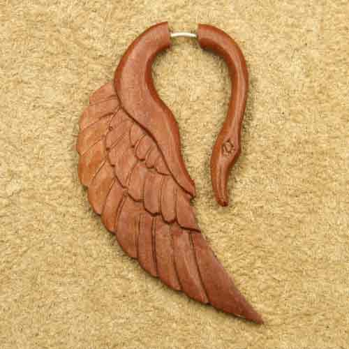 Ohrring Holz Schwan Ohrschmuck geschnitzt