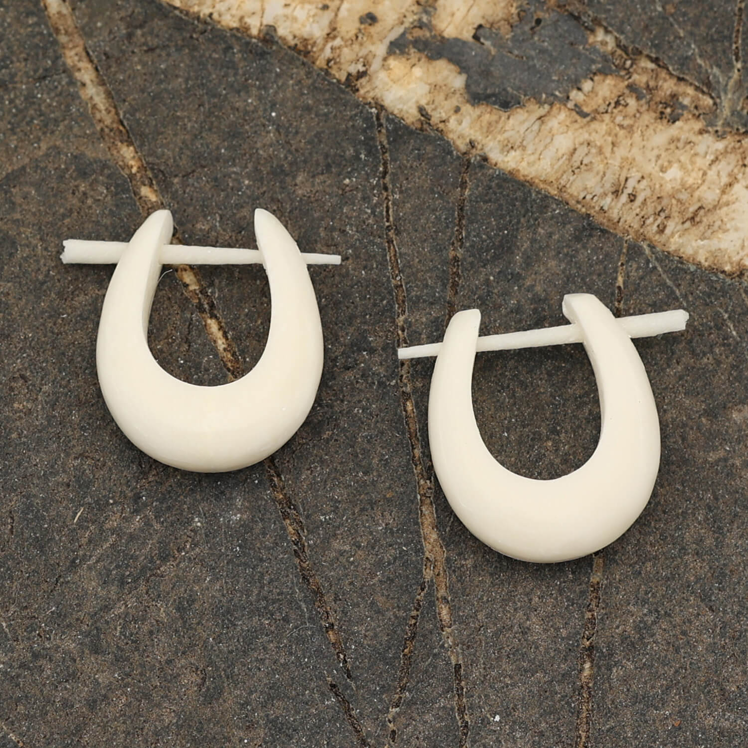 Creole oval Knochen Ohrring (Paar)