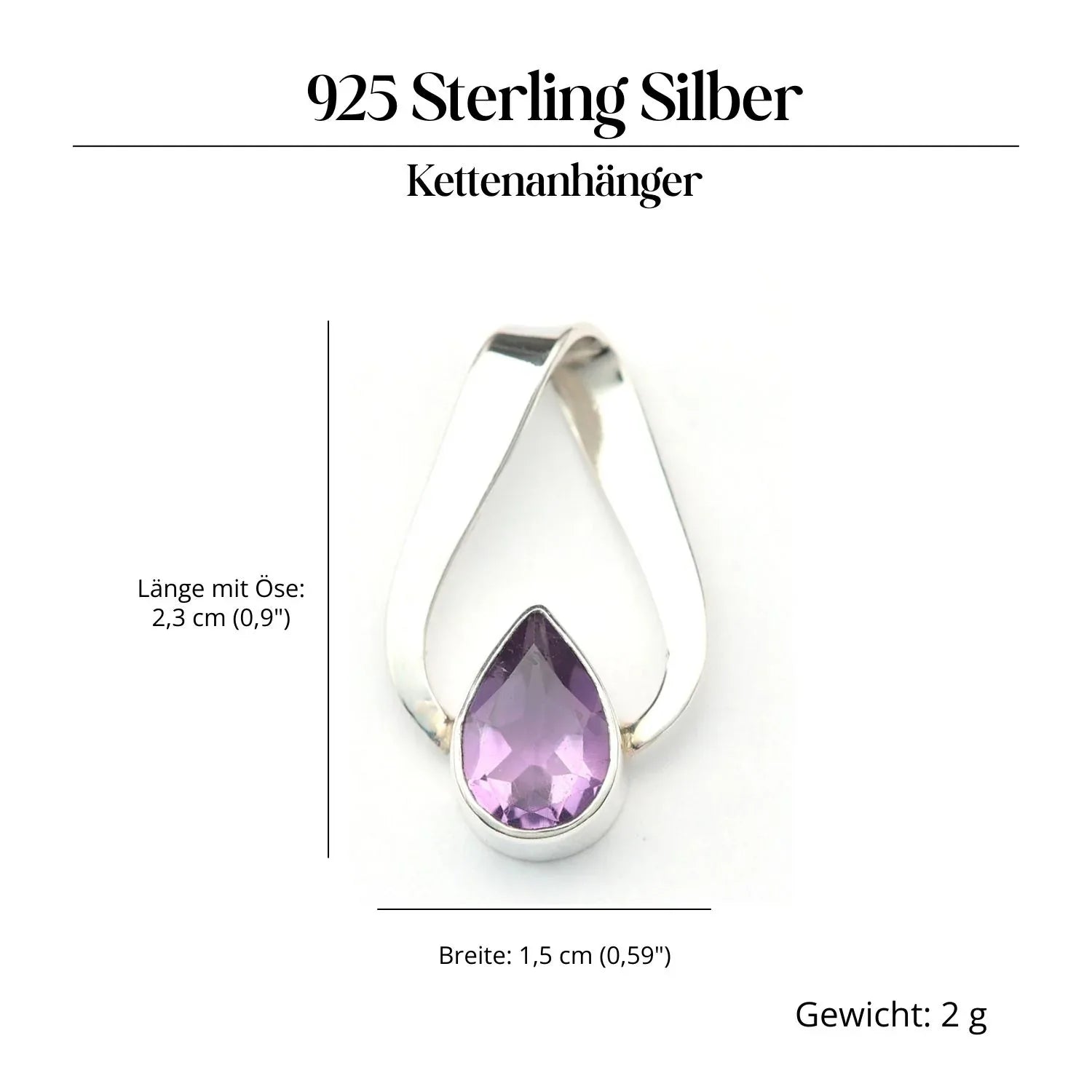 Amethyst Anhänger Silber Edelsteinschmuck Kettenanhänger 925