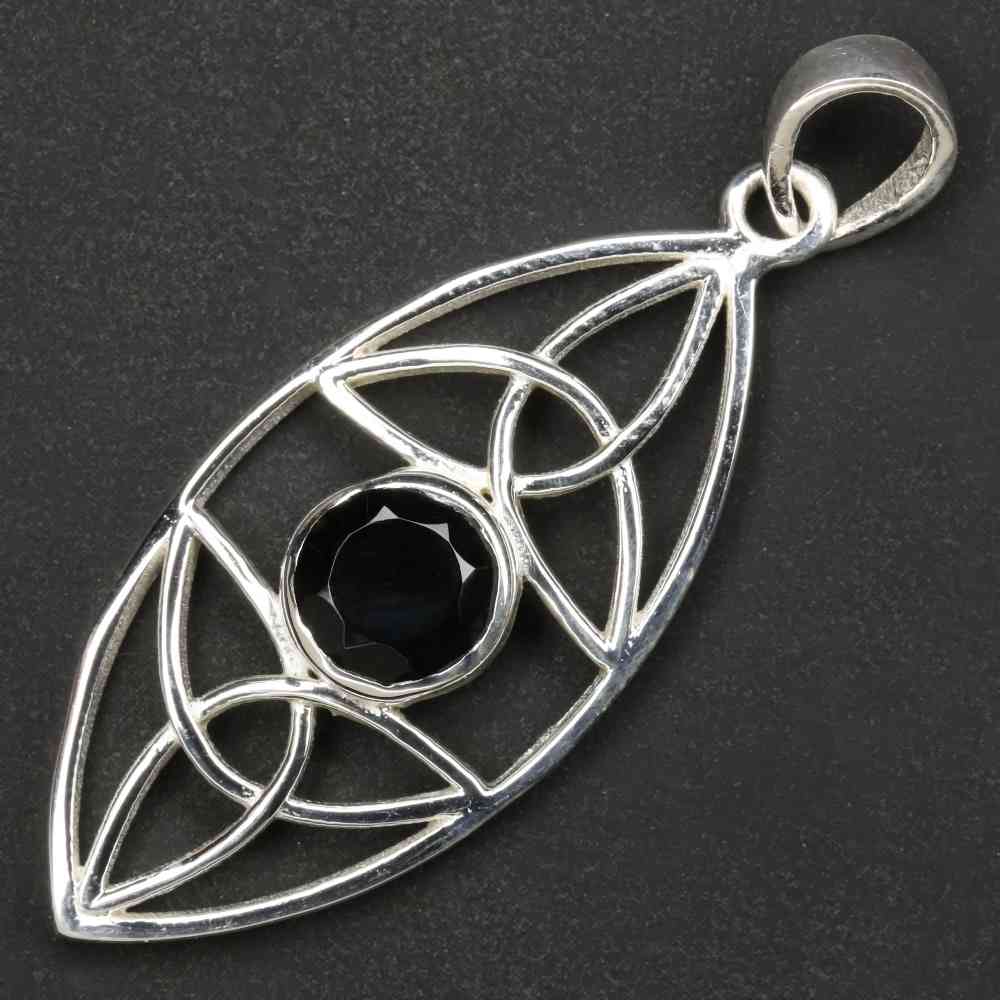 Black Onyx Gemstone Celtic 925 Silver Jewelry Pendant