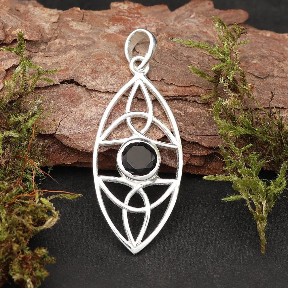 Keltischer Edelstein Anhänger Silber Onyx Steinschmuck Kettenanhänger