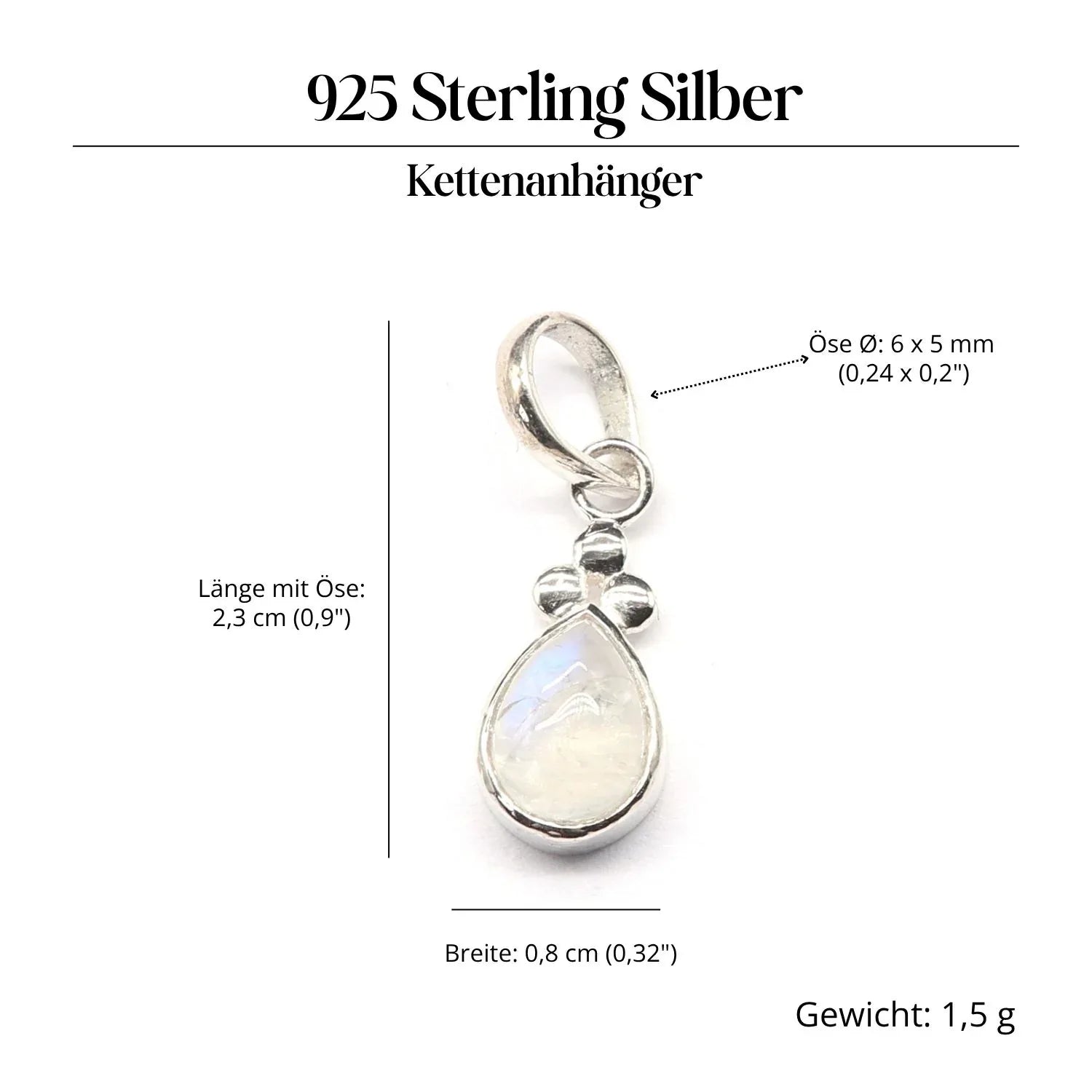 Mondstein Anhänger Silber Kettenanhänger Edelstein zeitlos