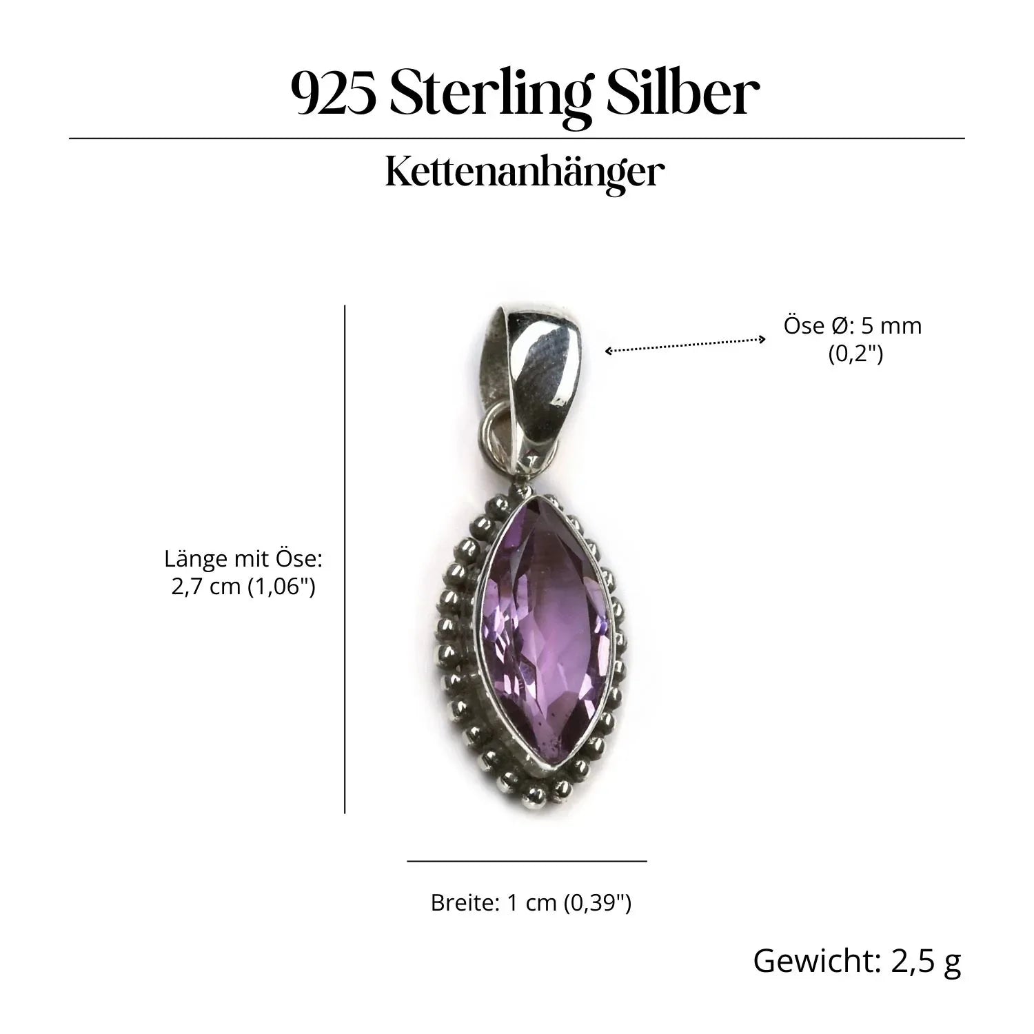 Edelstein Amethyst Anhänger Silber Steinschmuck 925 Sterlingsilber