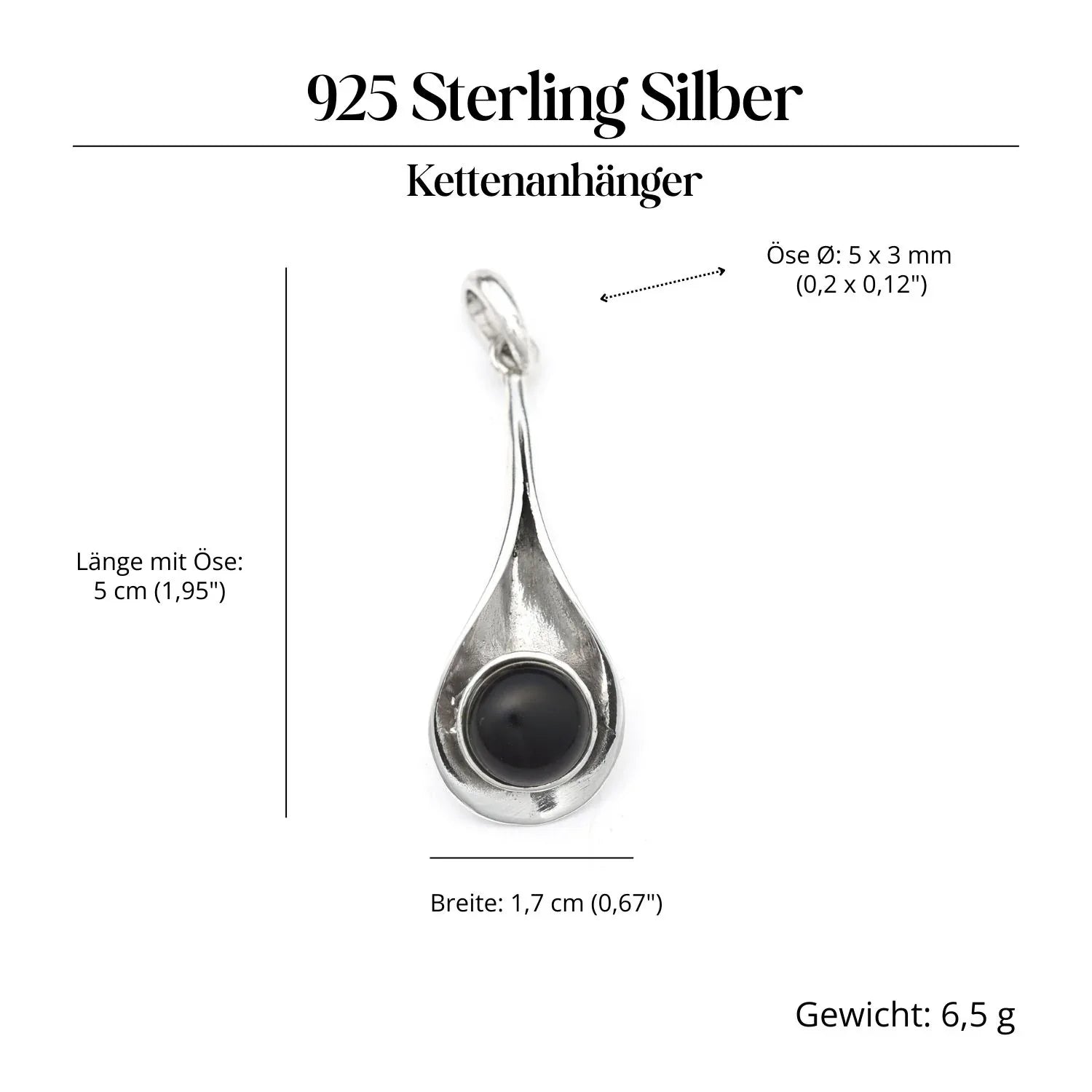 Onyx Edelstein Anhänger Silber Steinschmuck edel 925 Sterlingsilber