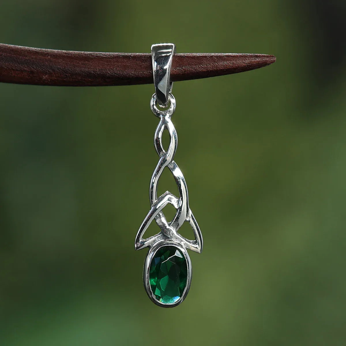 Grüner Zirkonia Silber Anhänger Kette Schmuck Halskette