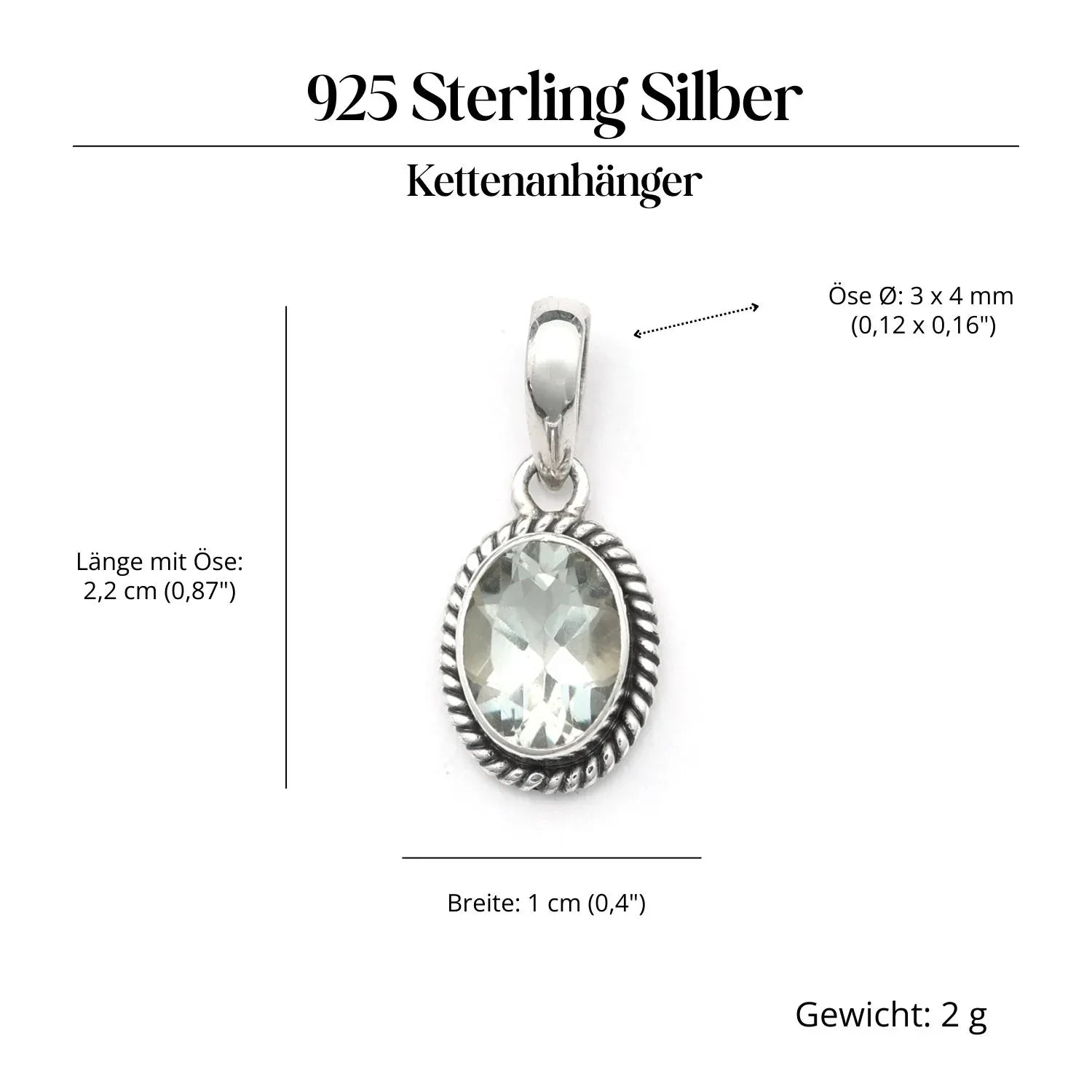 Grüner Amethyst Edelstein Anhänger Silber Steinschmuck 925 Sterlingsilber