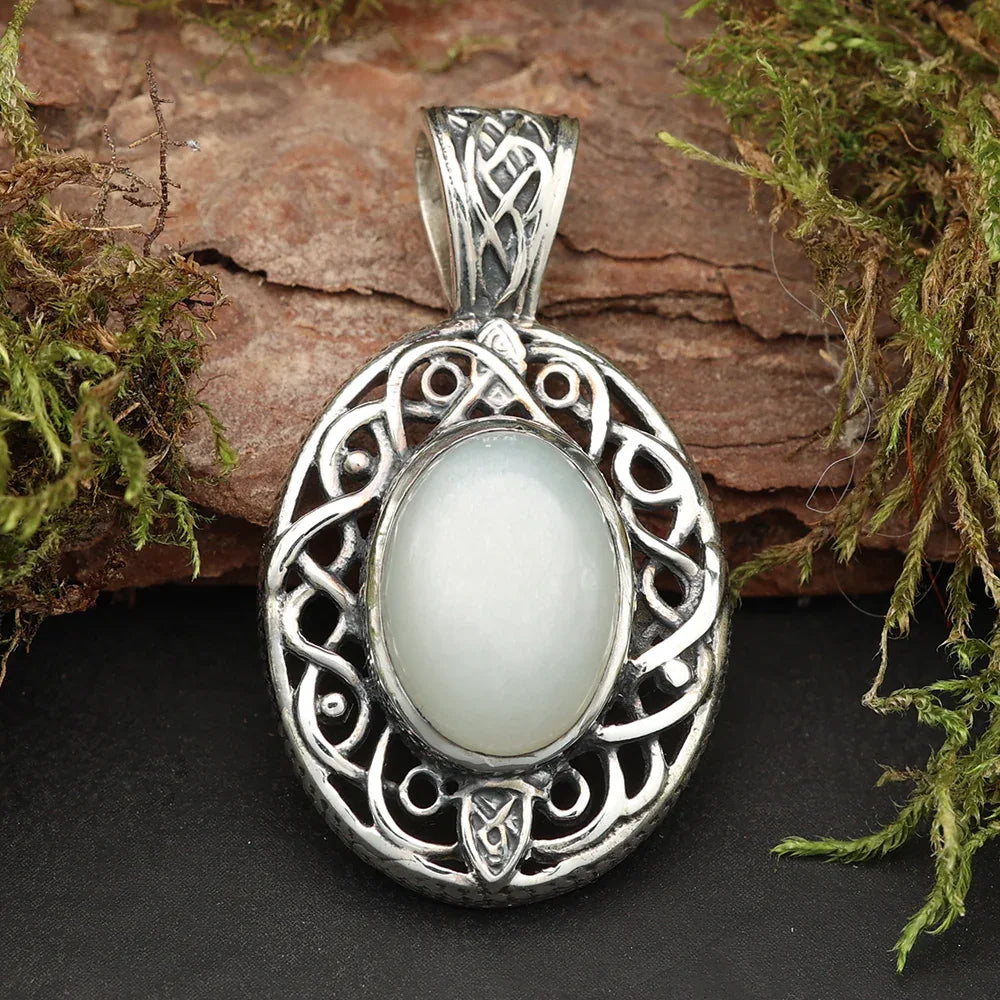Mondstein Kelten Silberanhänger Edelstein Sterlingsilber feiner Schmuck Anhänger 925 Silber 