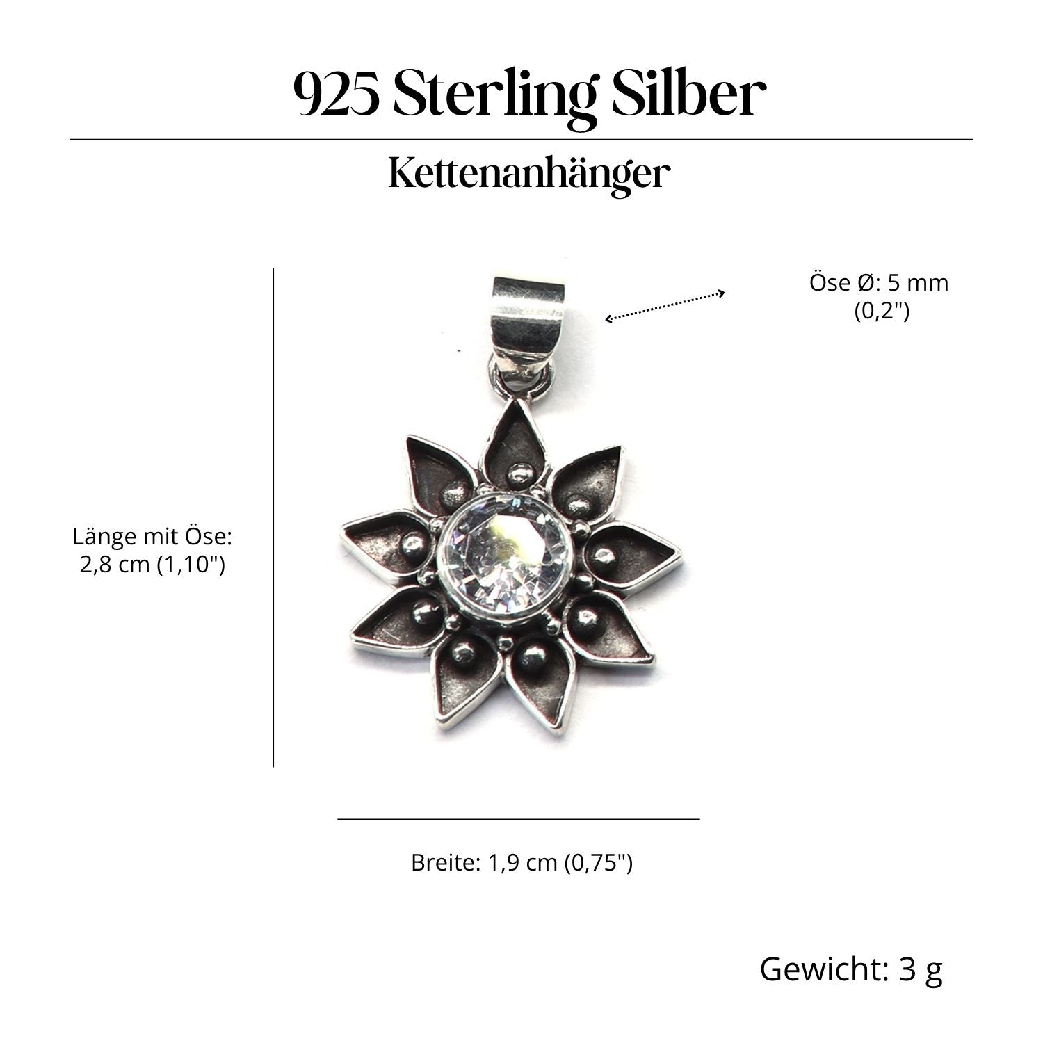 Zirkonia glasklar Anhänger Silber Kettenanhänger Edelstein zeitlos