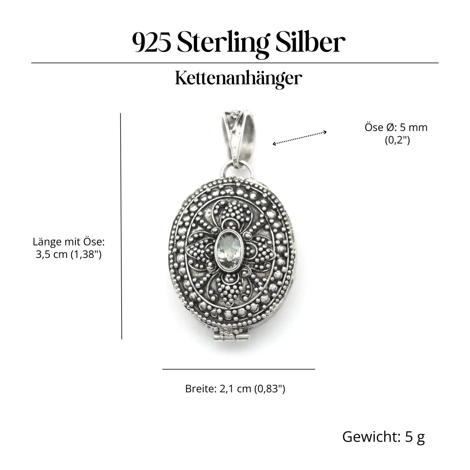 Medaillon mit Blauem Topas Edelstein Silber Anhänger für Halskette Silberschmuck