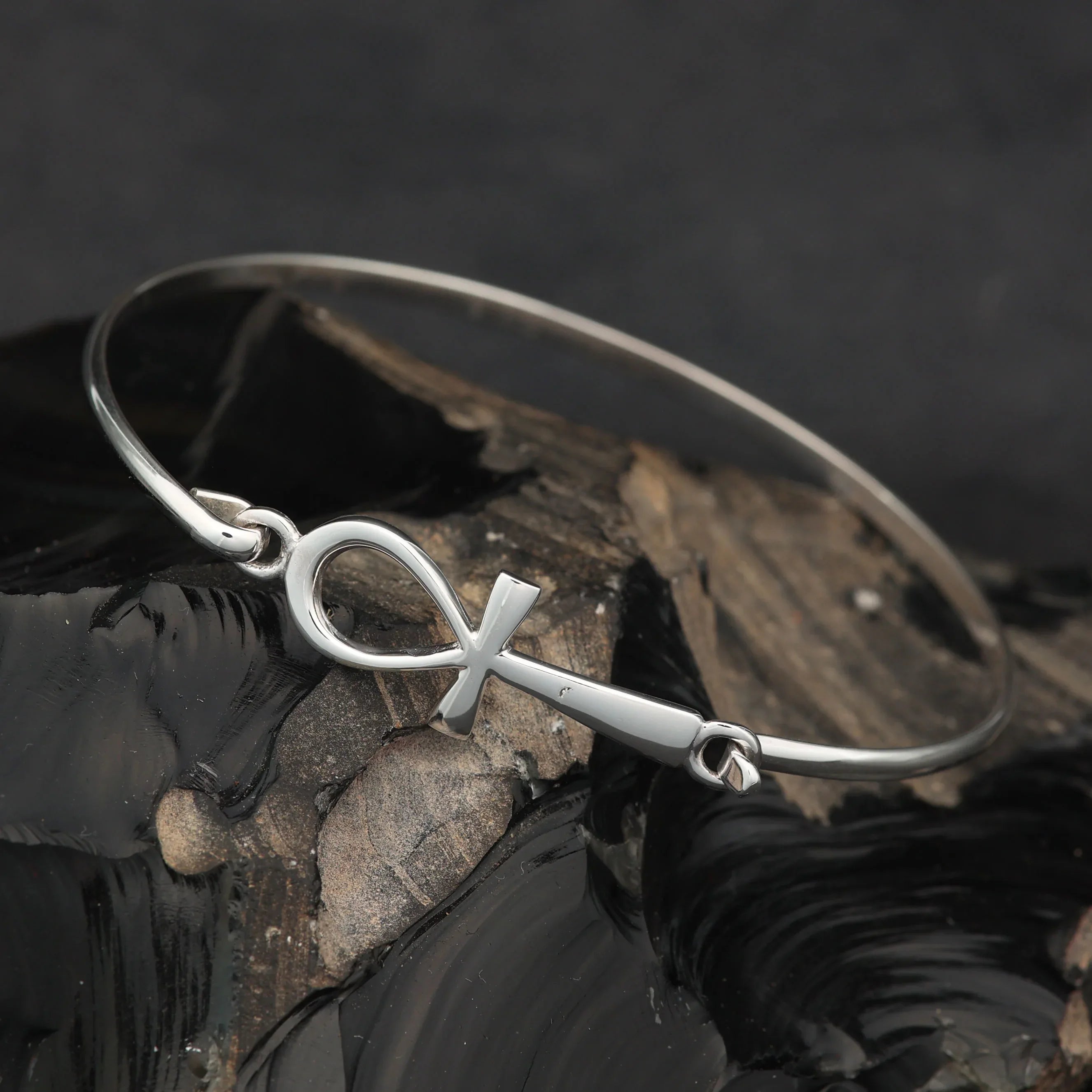 Ankh bangle, women's arm jewelry, 925 silver