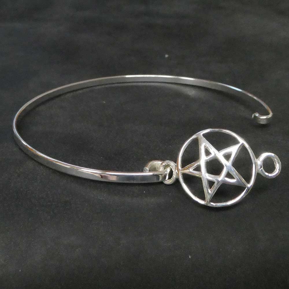 Feine Damen Armspange mit Pentagramm aus Sterlingsilber zarter Armschmuck
