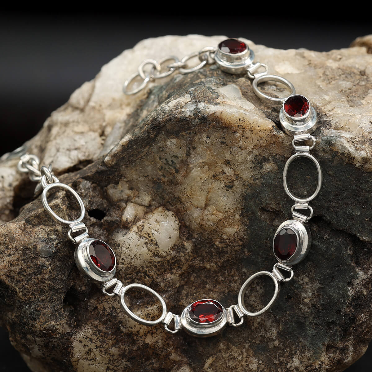 Granat Armband 925 Silber Armschmuck