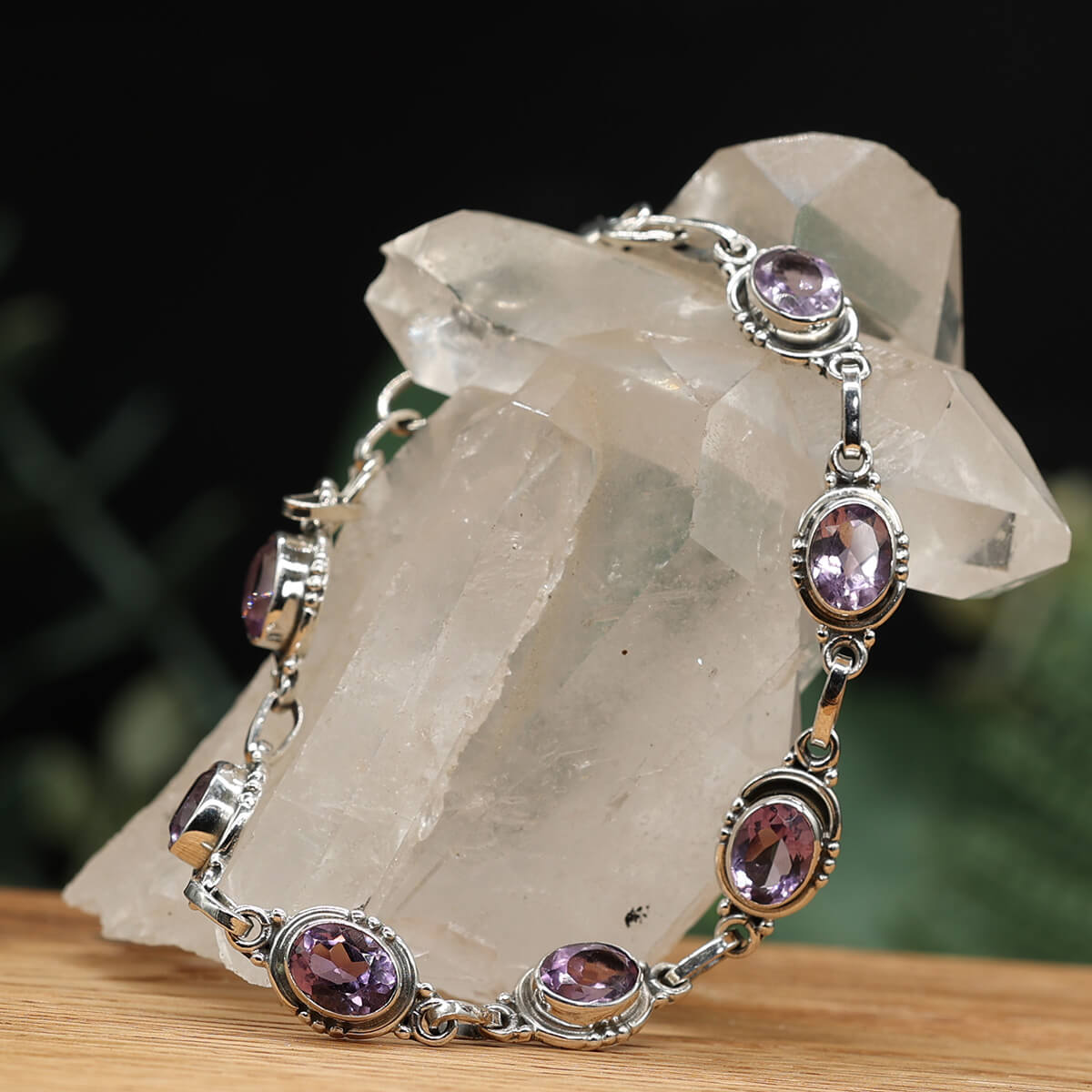 Amethyst Edelstein Armschmuck 925 Silber 