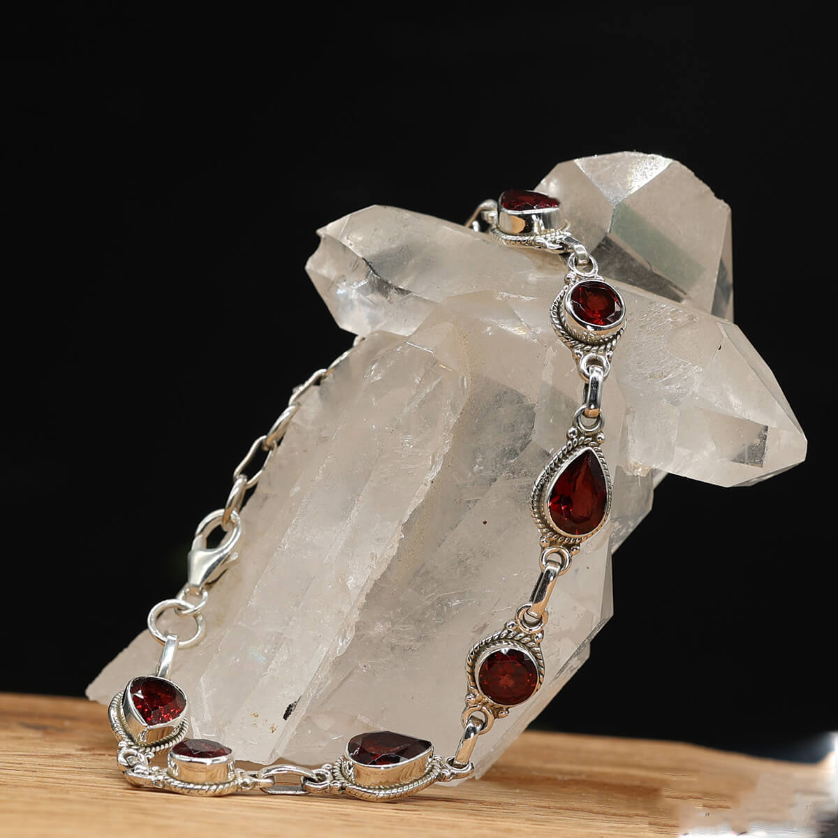 Edelstein Armschmuck zeitlos 925 Silber  Granat