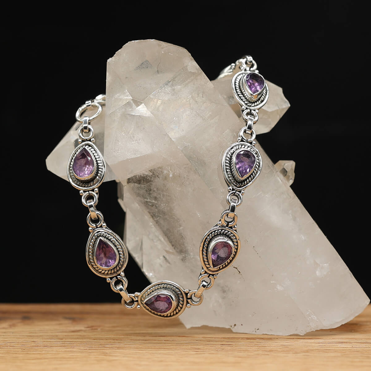 Amethyst Armschmuck Edelstein 925 Silber Armband zeitloser Damen Schmuck