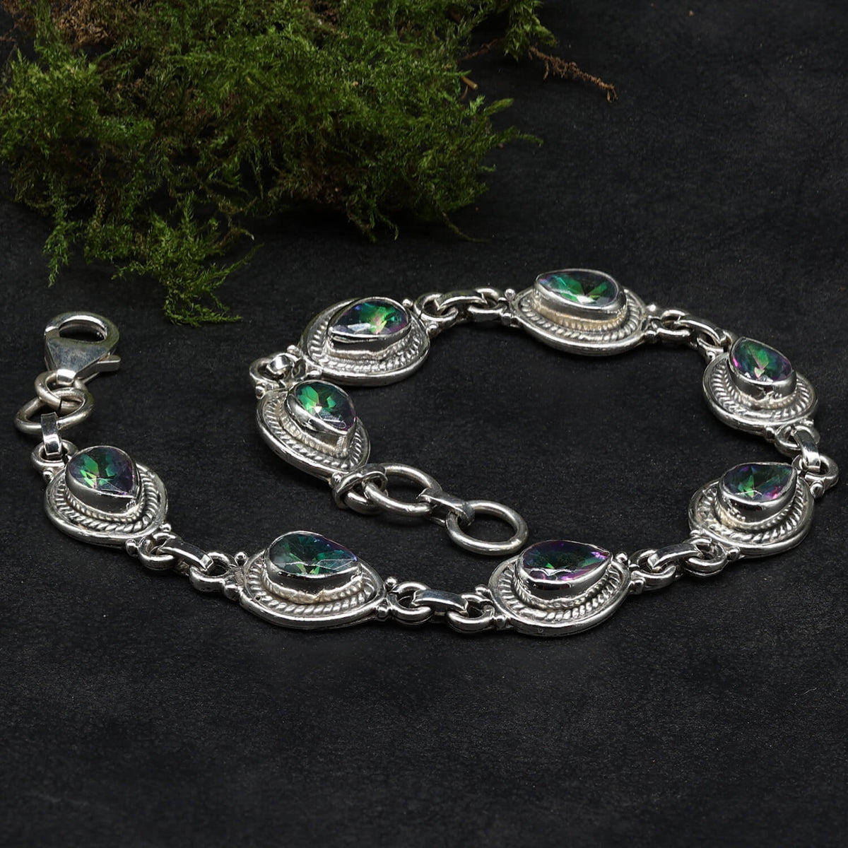 Mystik Quartz Edelstein AArmband Silber mschmuck 