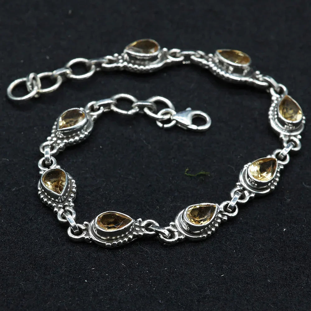 Citrin facettiert 925 Silber Damen Armband aus Sterlingsilber edlen Steine