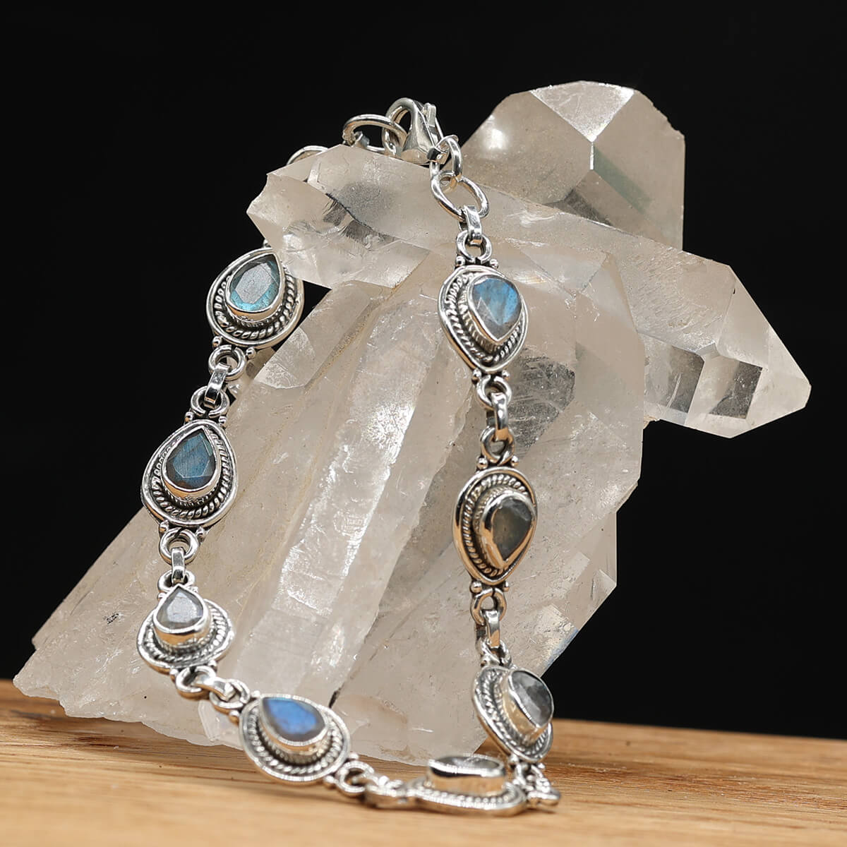 Labradorit Edelstein Armschmuck 925 Silber 