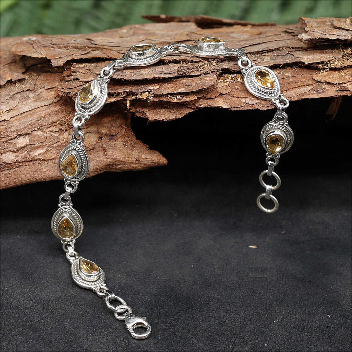 Armband Edelstein und 925 Silber Citrin Tropfen facettiert Schmuck Armschmuck