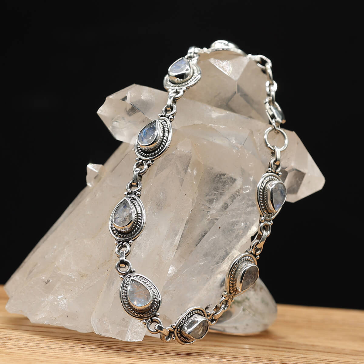 Mondstein Edelstein Armschmuck 925 Silber 