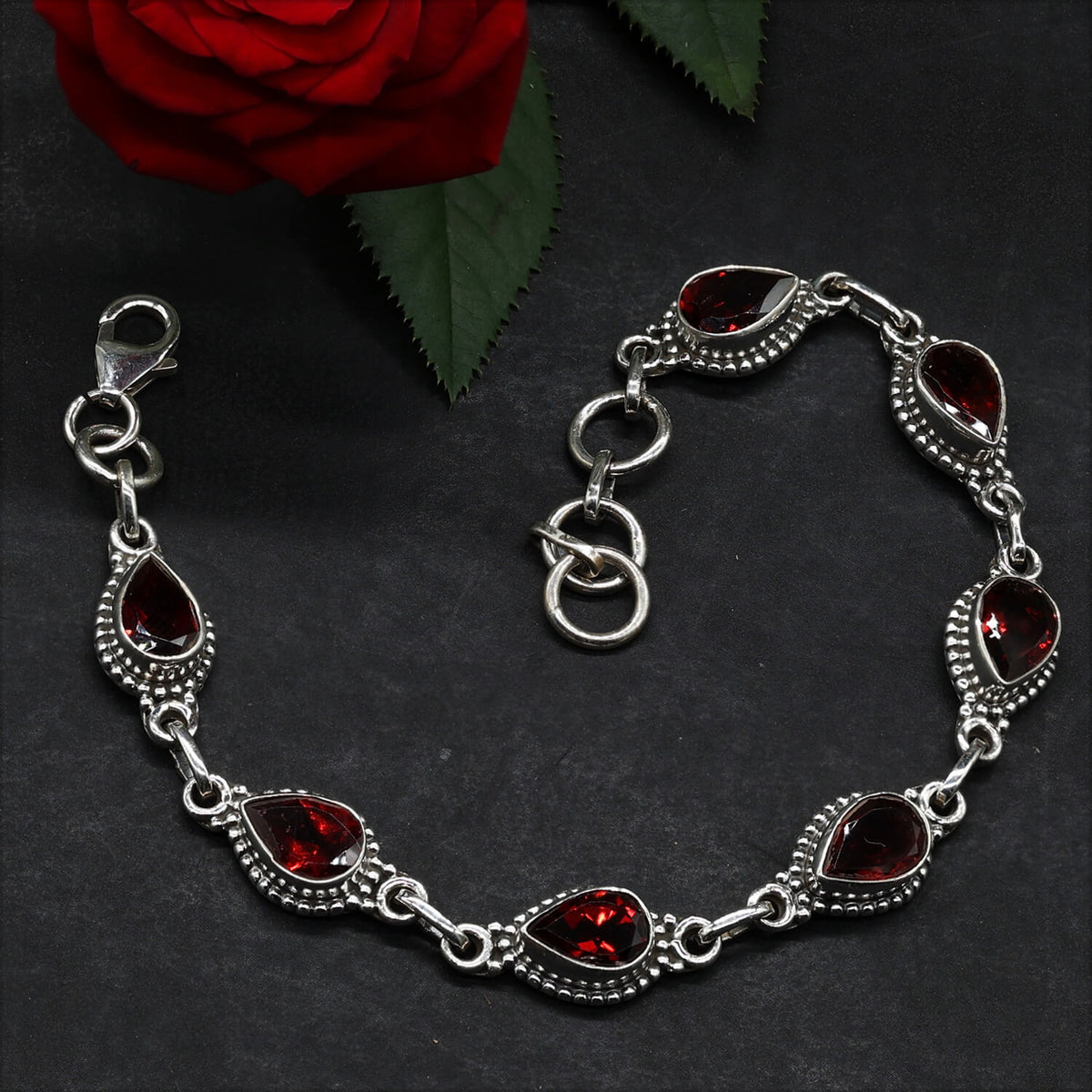 Granat Armband 925 Silber edler Armschmuck aus Sterlingsilber