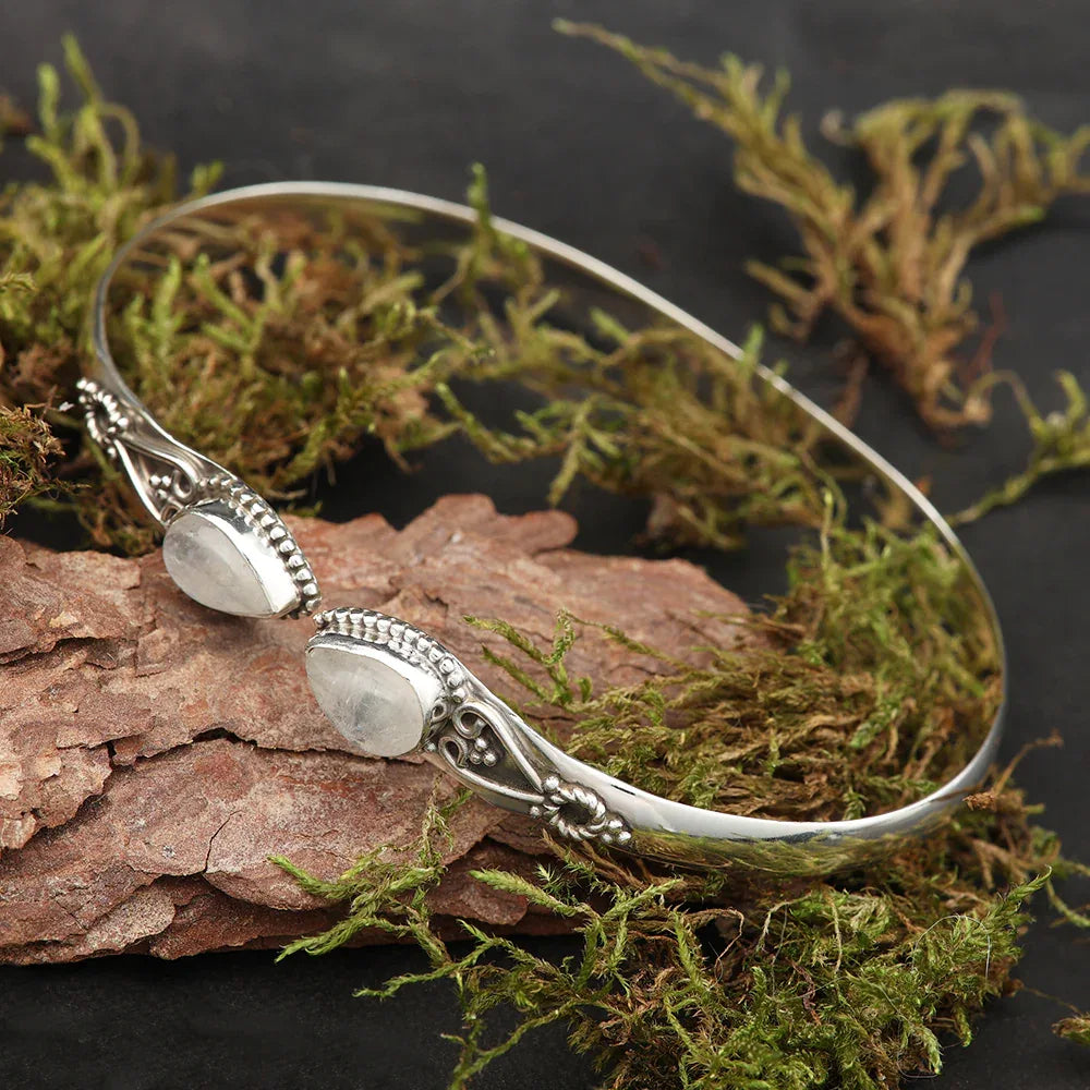 Mondstein Edelstein Armreif Silber Armschmuck Steinschmuck