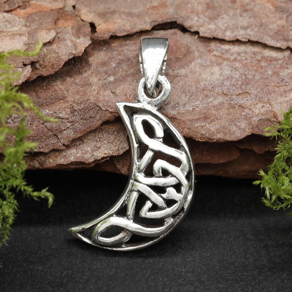 Keltischer Mond Silber Anhänger zarter Kettenanhänger 925 Sterlingsilber