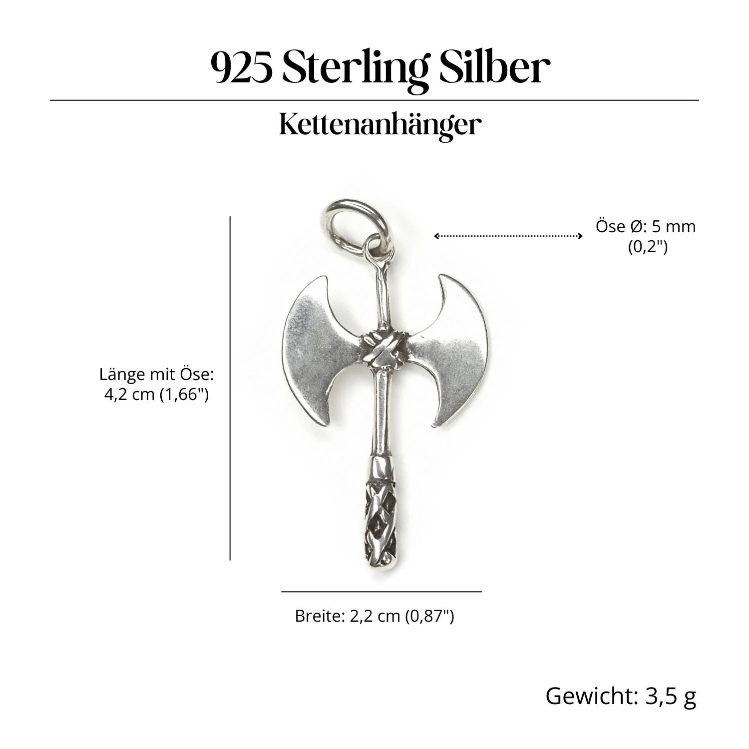 Double axe jewelry pendant, 925 silver