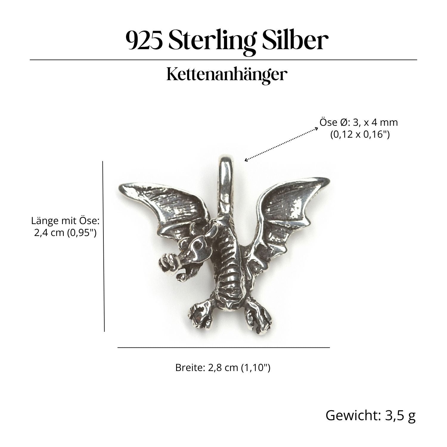 Drache Silberschmuck Anhänger 925 Silber Amulett 