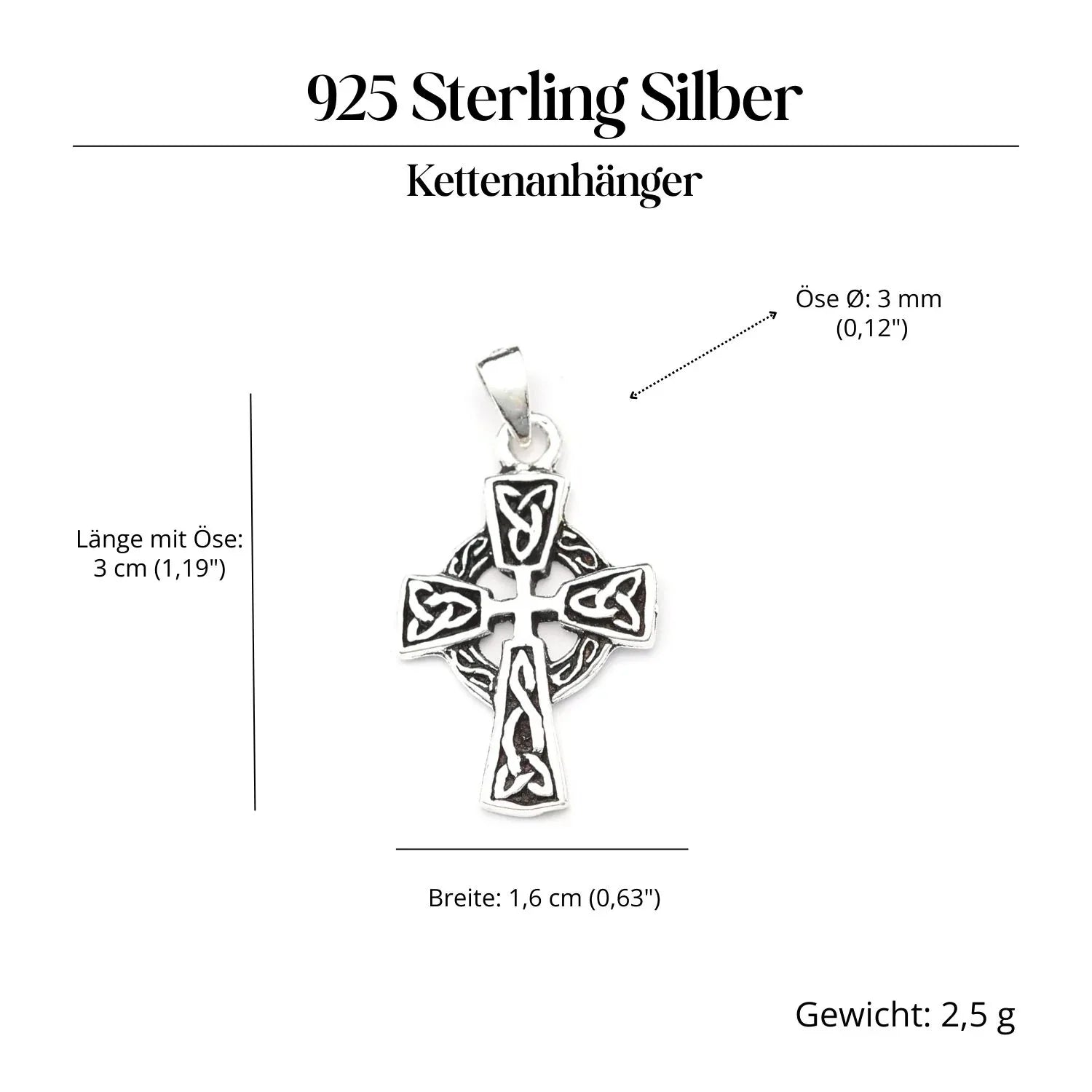 Keltisches Kreuz Silberschmuck Anhänger 925 Silber Amulett 