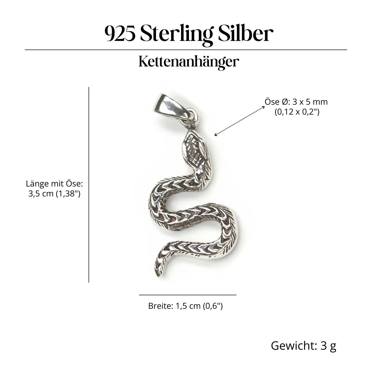 Schlange Silberschmuck Anhänger 925 Silber Amulett 