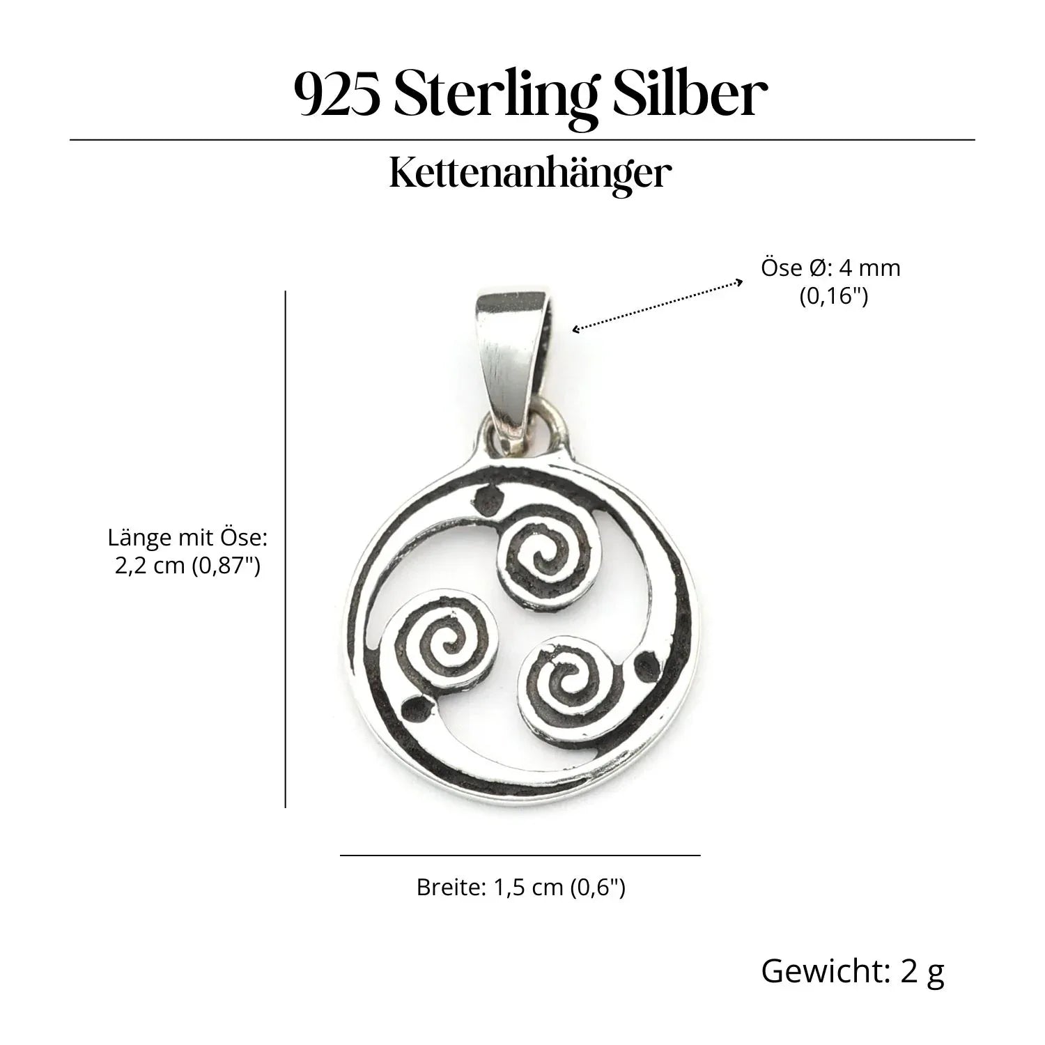 Spiral Wheel Pendant Necklace Celtic Jewelry 925 Silver Pendant