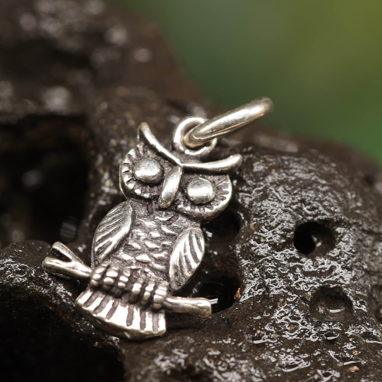 Small owl jewelry pendant, 925 silver