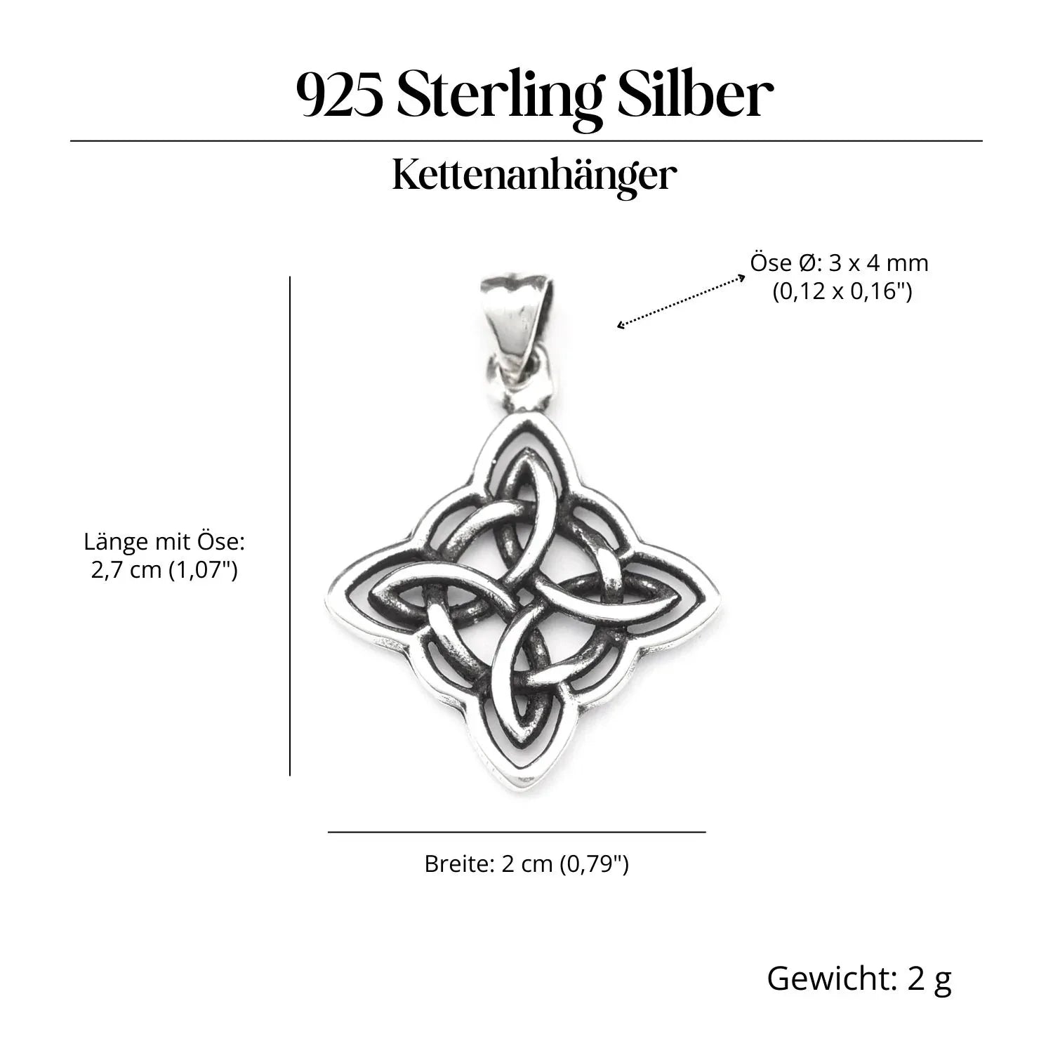 Kelten Quadrat Anhänger Silber keltischer Kettenanhänger 925/000