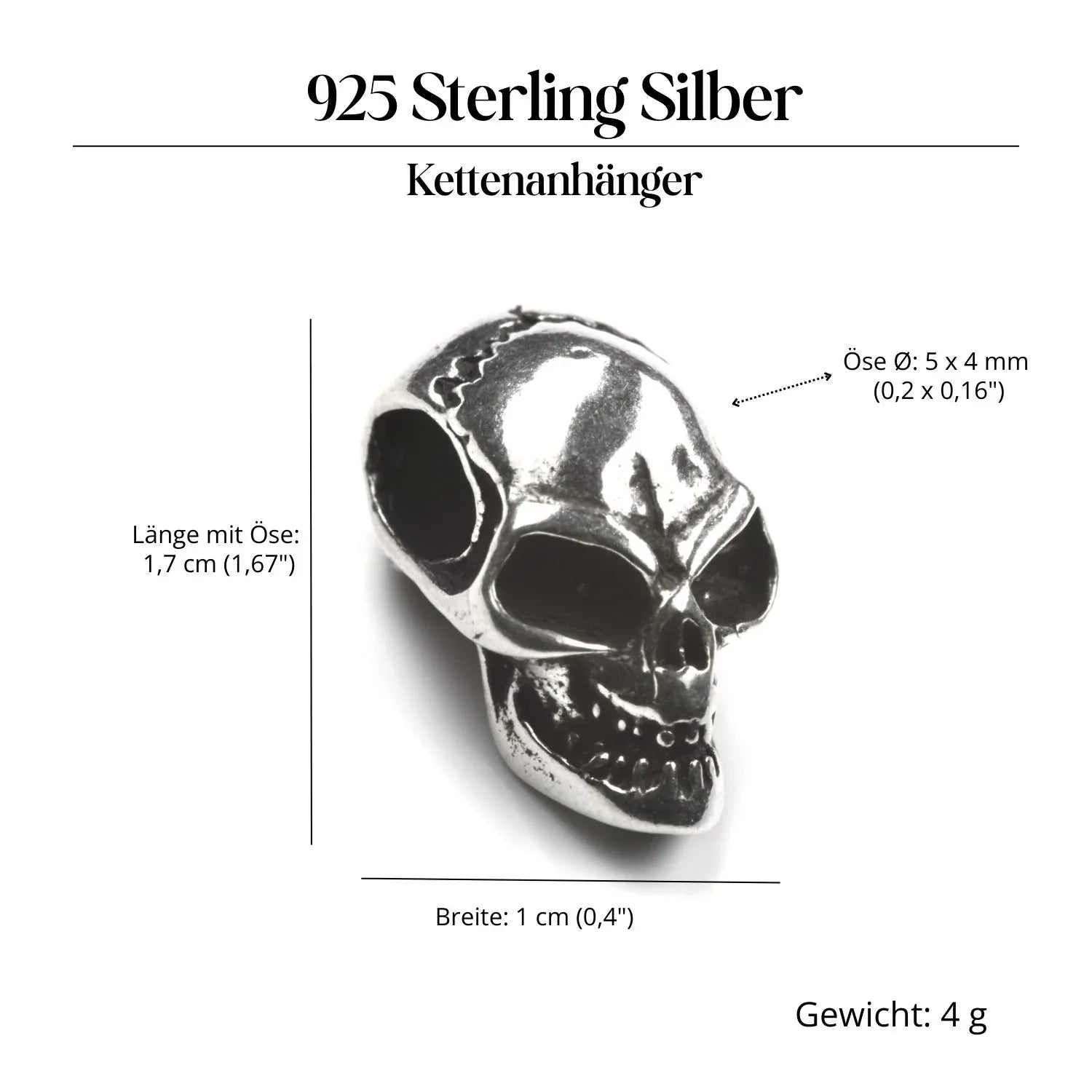 Skull Jewelry 925 Silver Pendant Gothic