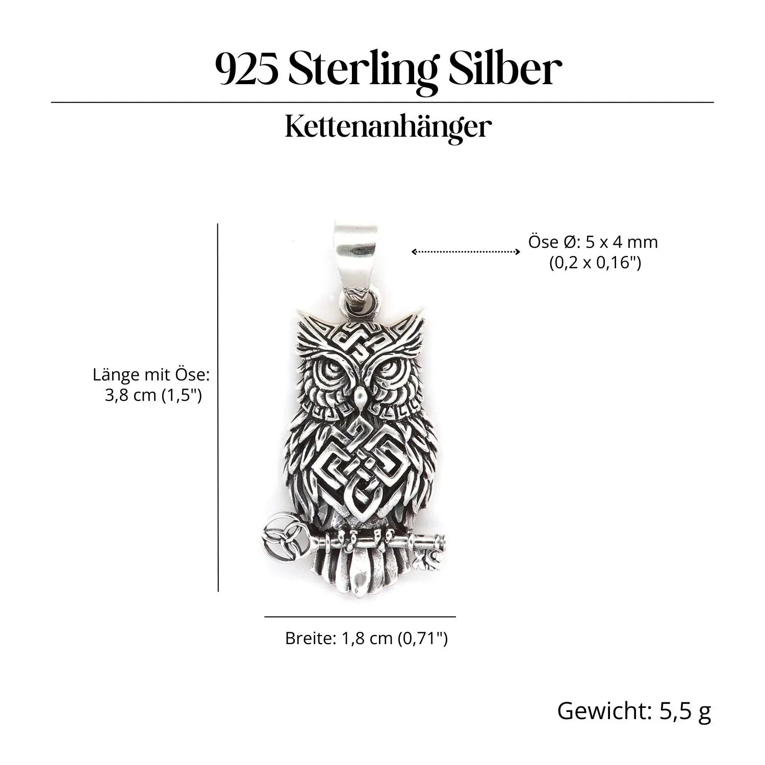 Eulen Anhänger Silber Eule Kelten Schmuck 925 Silber Kettenanhänger