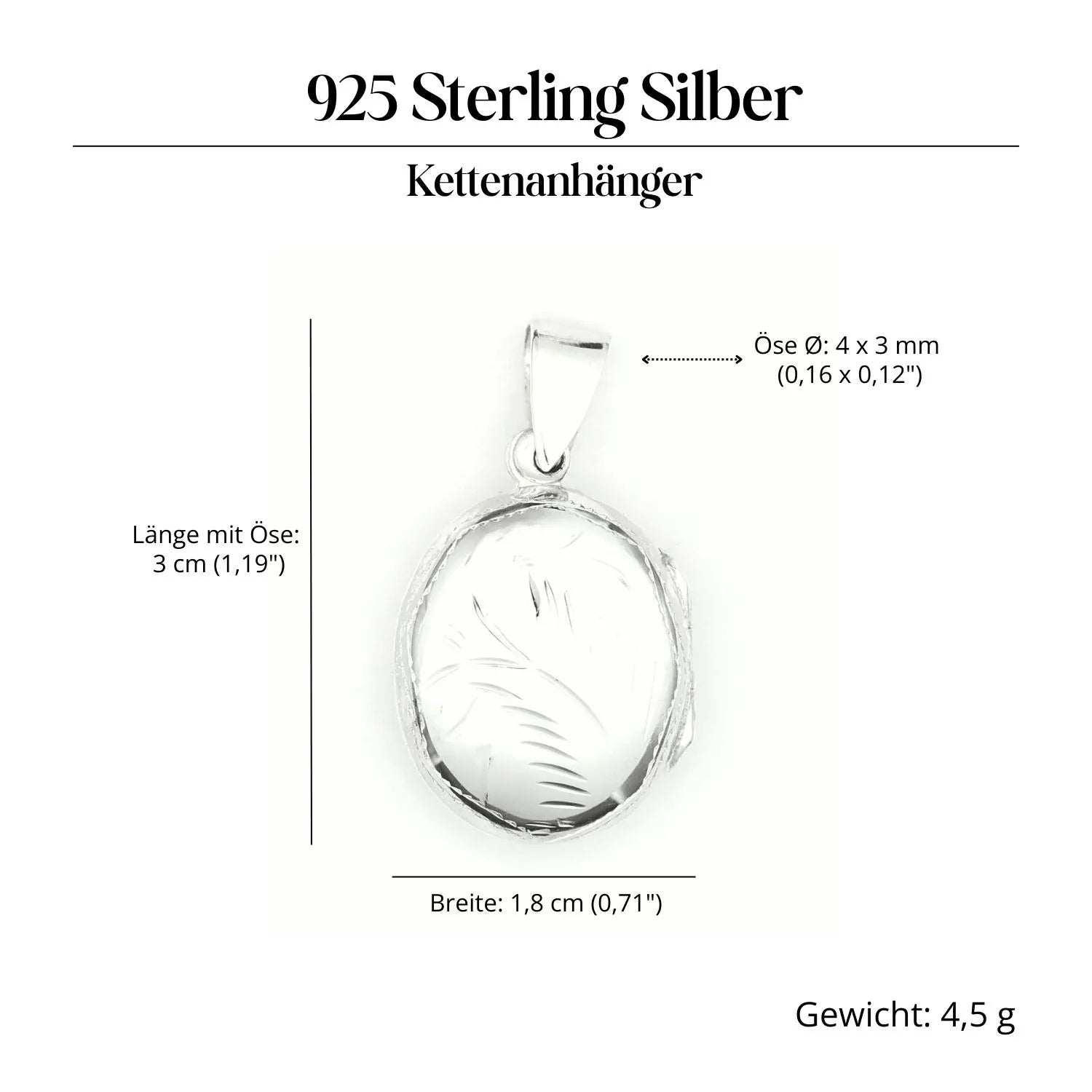 Oval locket, finely decorated jewelry made of precious 925 silver