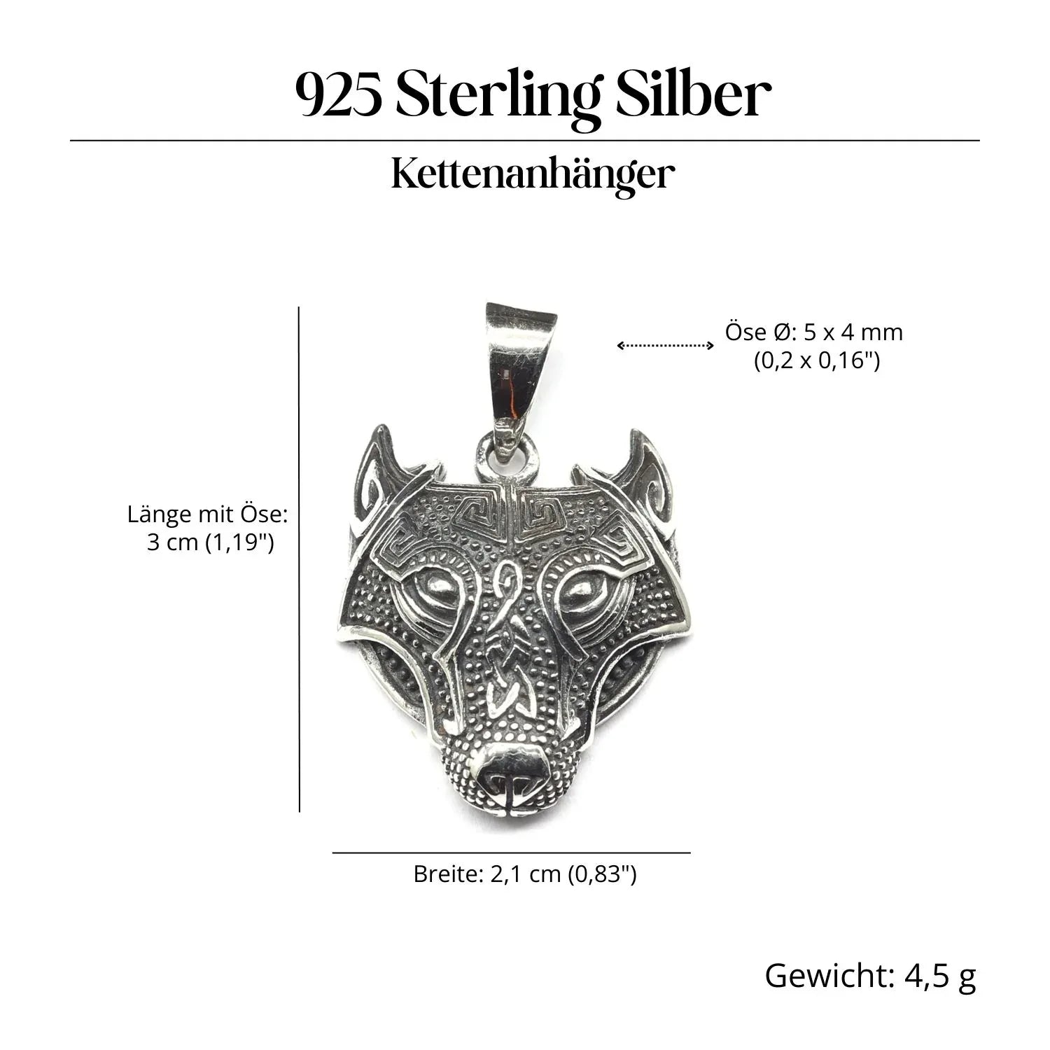 Fenrir Wolf Anhänger mystischer Fenris Kettenanhänger 925 Silber