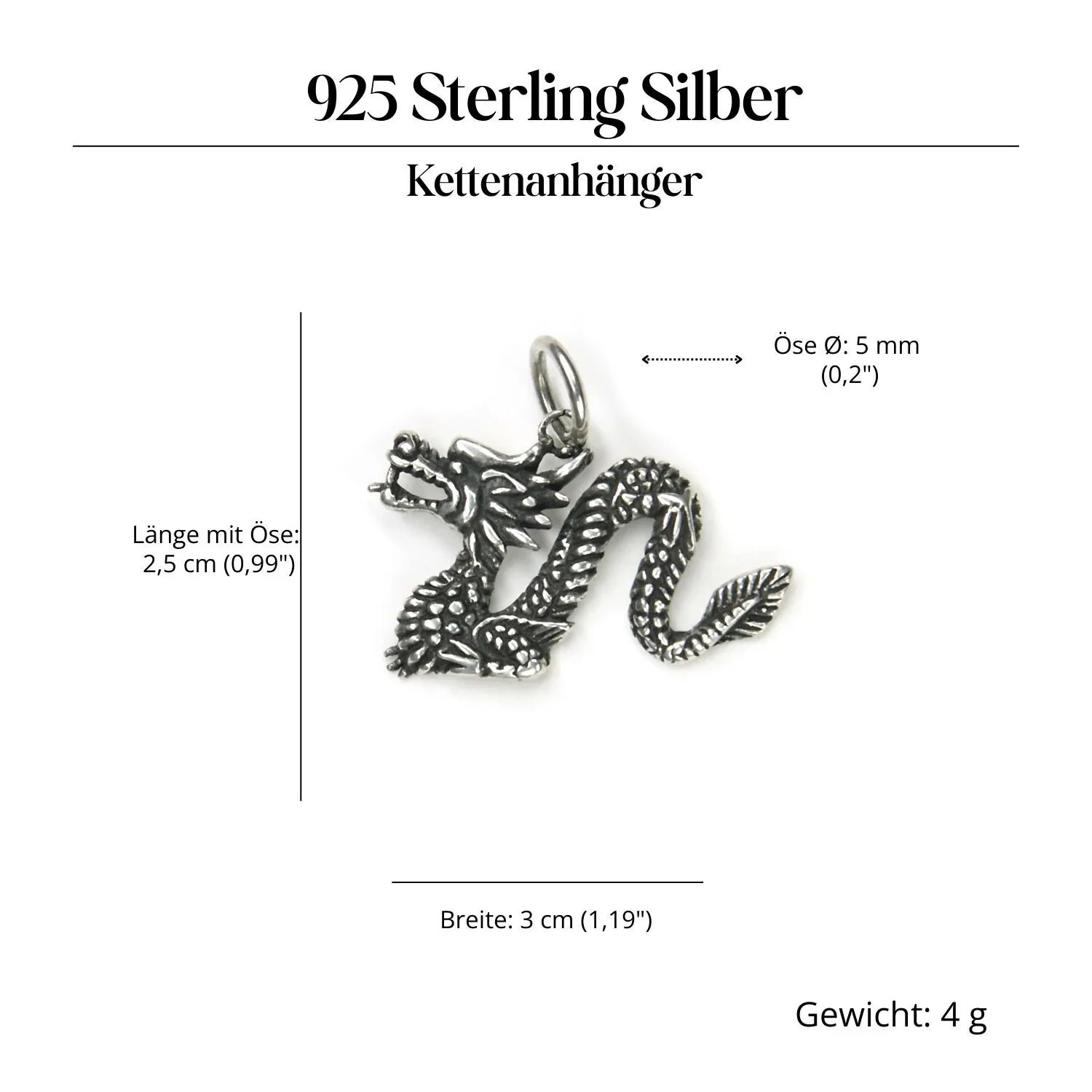 Chinese dragon pendant, silver jewelry, necklace pendant, 925/000