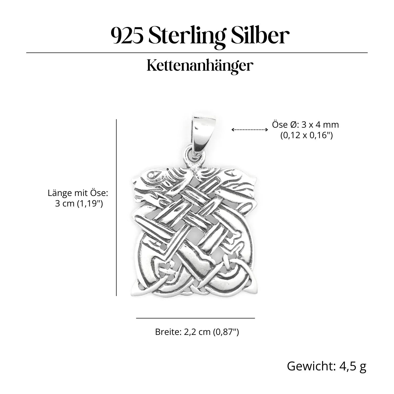 Celtic Dog Pendant 925 Silver Unique Celtic Jewelry