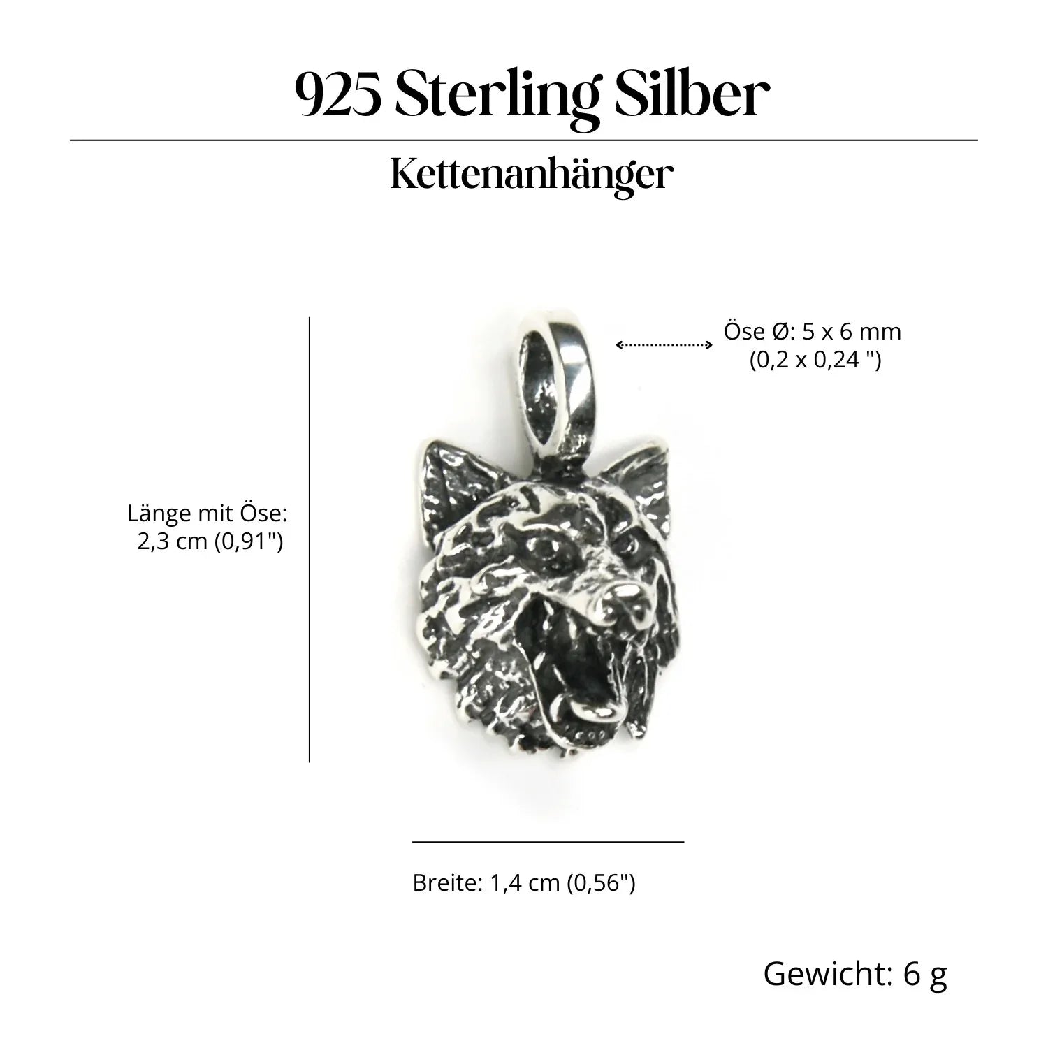 Wolf Jewelry Pendant 925 Sterling Silver Wolf Head