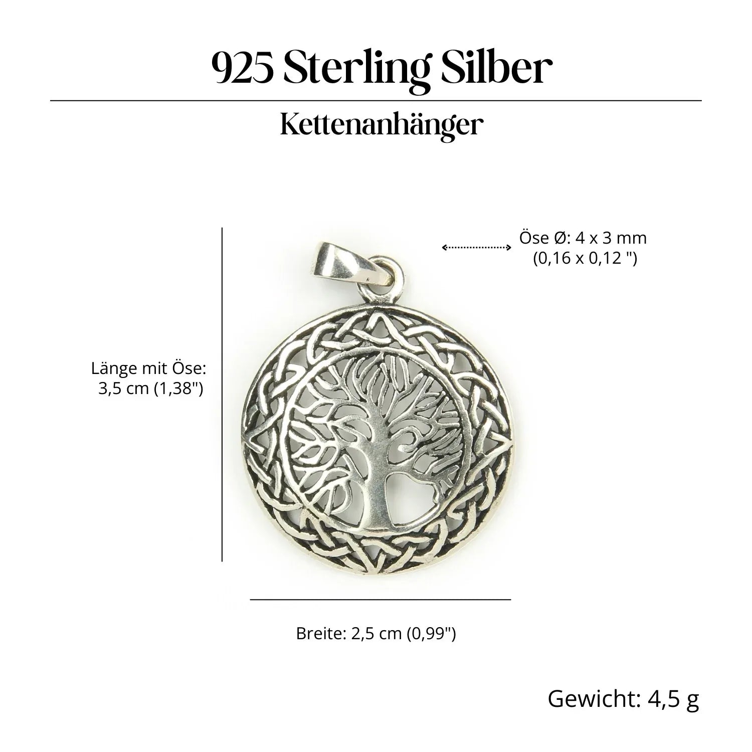 Feiner Lebensbaum keltischer Schmuck 925 Silber