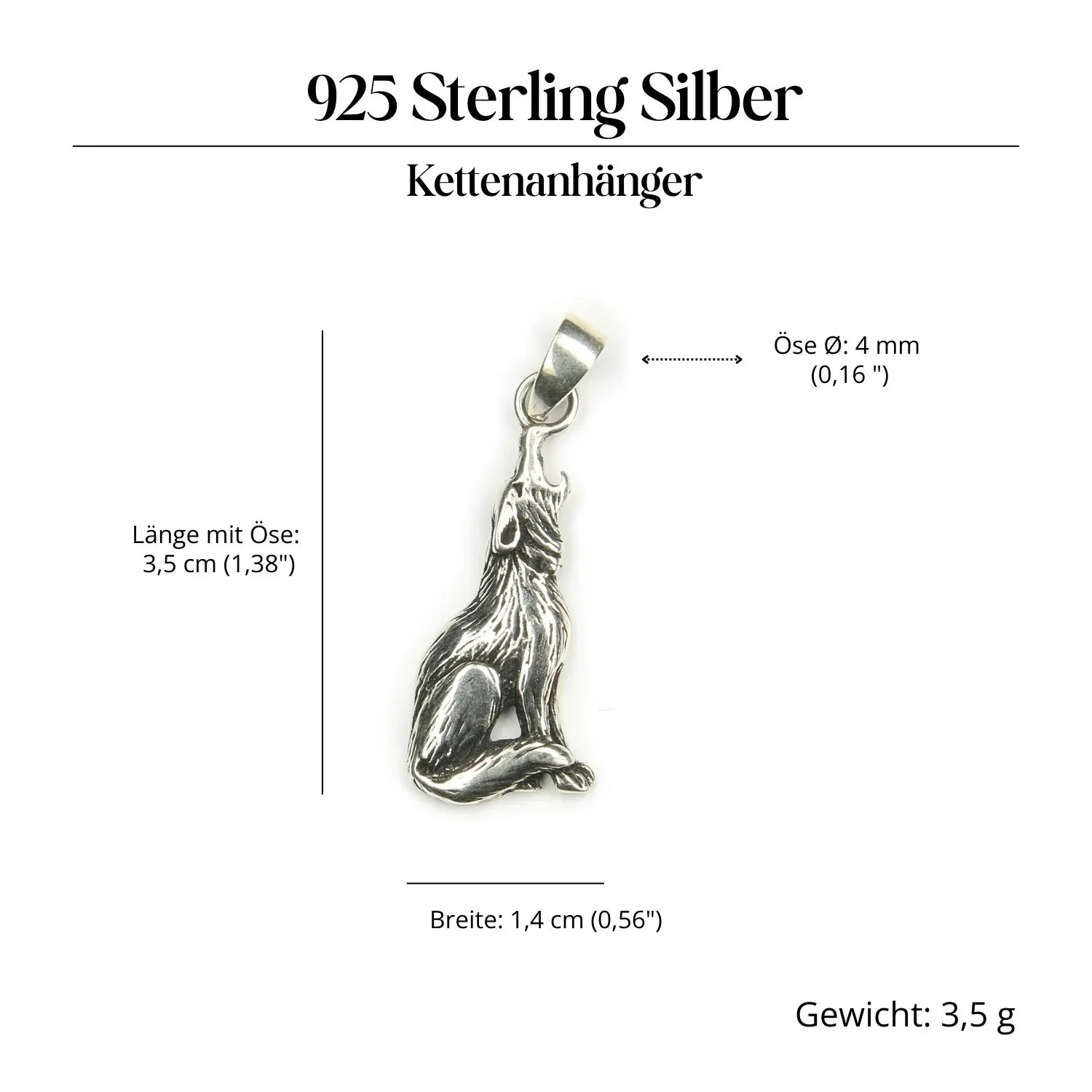 Wolf Schmuck Anhänger heulender Wolf 925 Silber