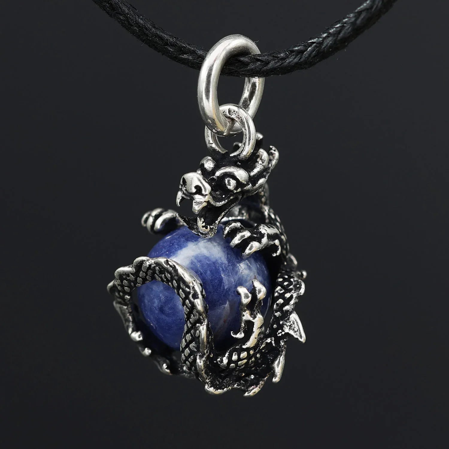 Anhänger Drache 925 Silber mit Kugel soldalith