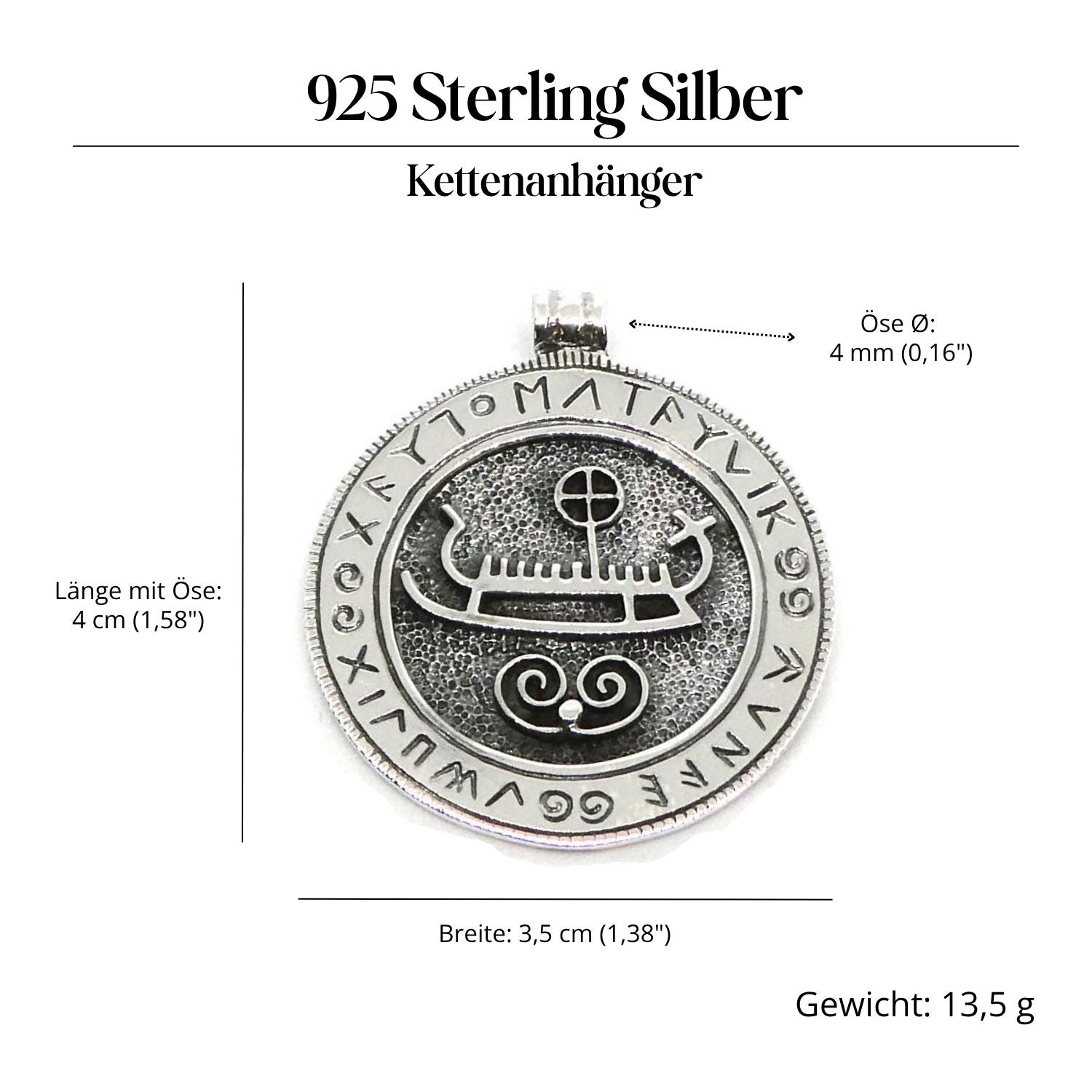 Sonnenschiff Silberschmuck Anhänger 925 Silber Amulett 