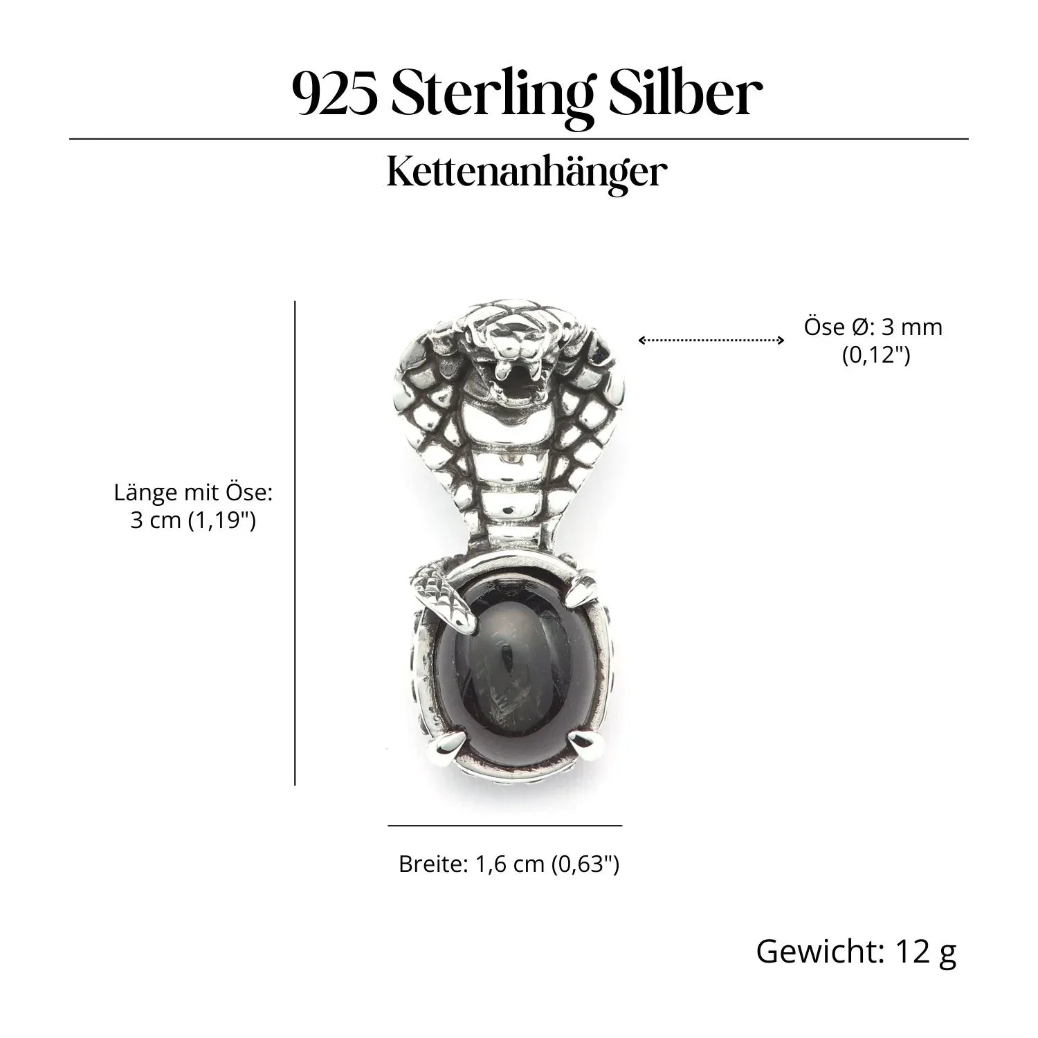 Cobra Schmuckanhänger 925-er Silber Amulett