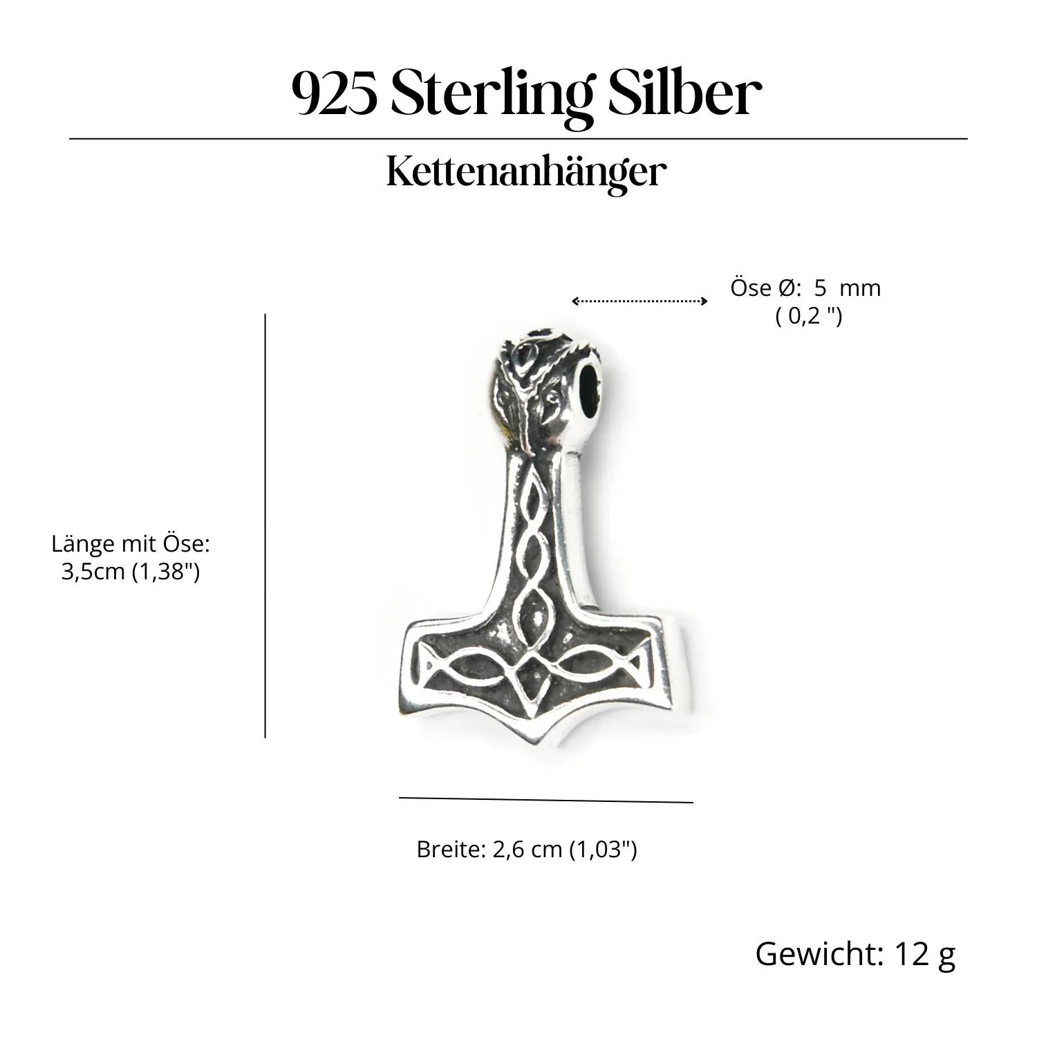 Thrshammer Silberanhänger ausgefallener Schmuck 925 Silber Kettenanhänger